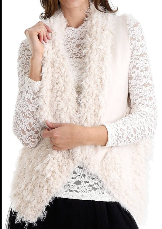 Women's Faux Fur and Synthetic Swede Short Vest - Shop Lev