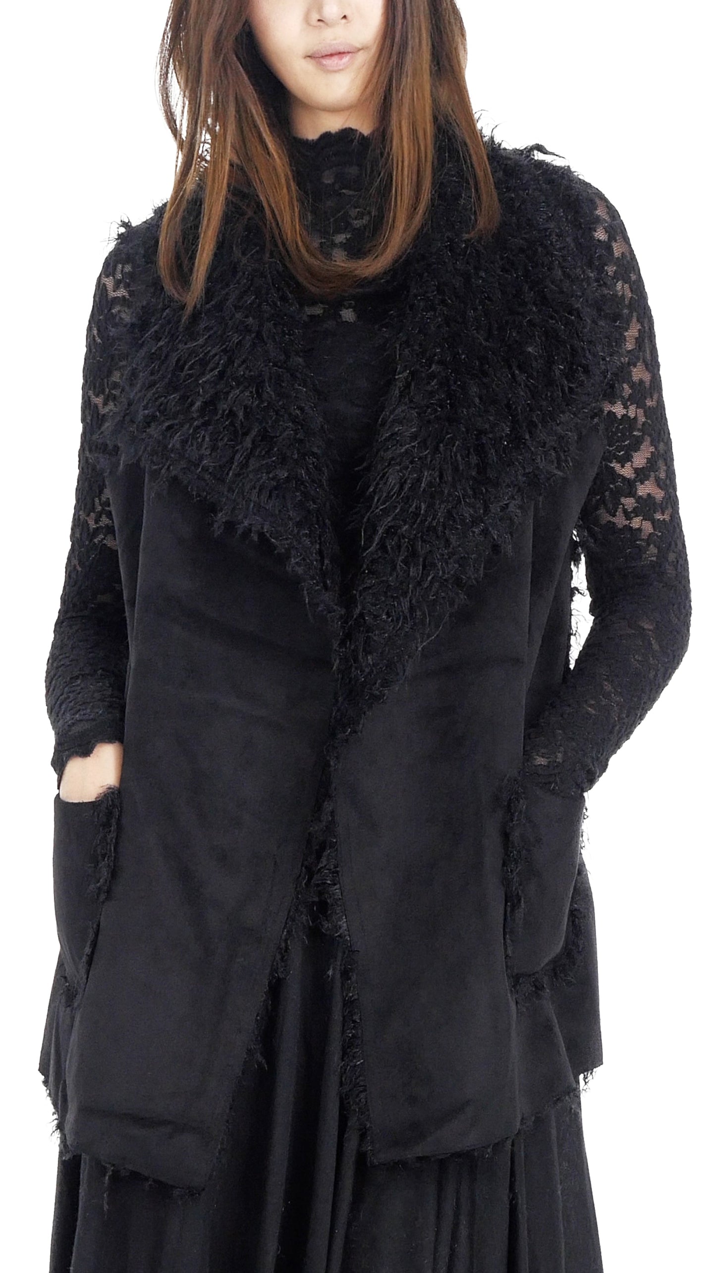 Women's Faux Fur Relexing Vest with Synthetic Swede - Shop Lev