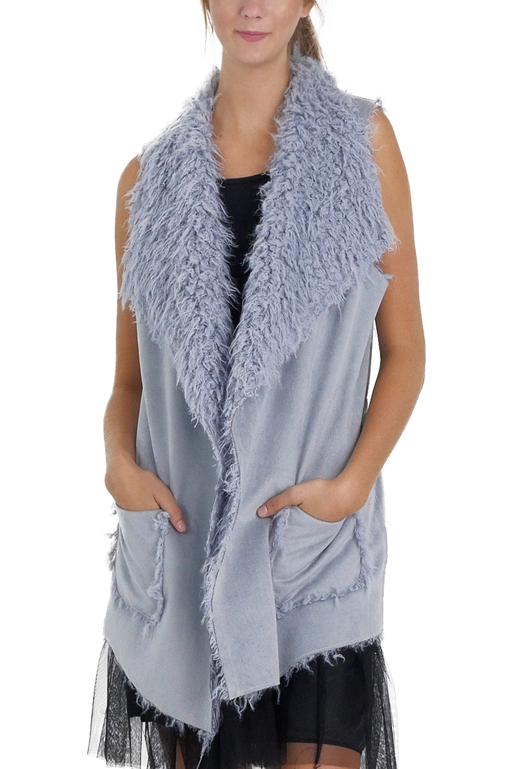 Women's Faux Fur Relexing Vest with Synthetic Swede - Shop Lev