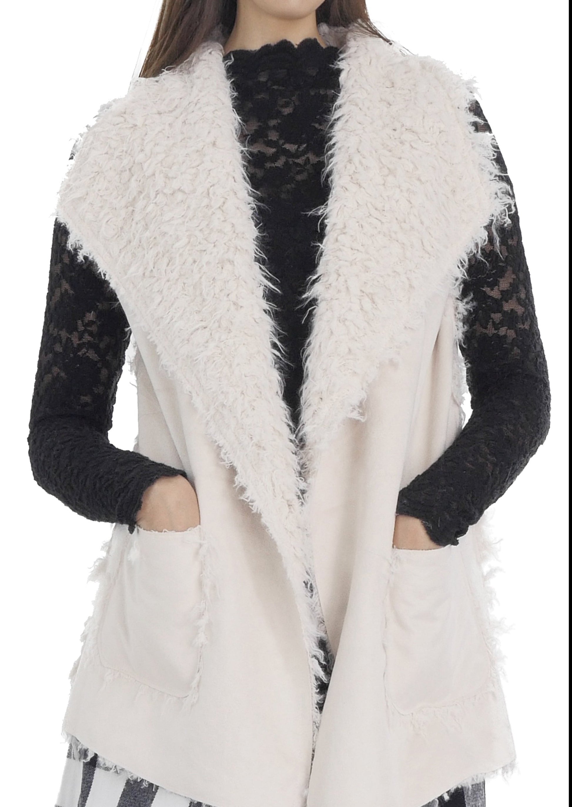 Women's Faux Fur Relexing Vest with Synthetic Swede - Shop Lev