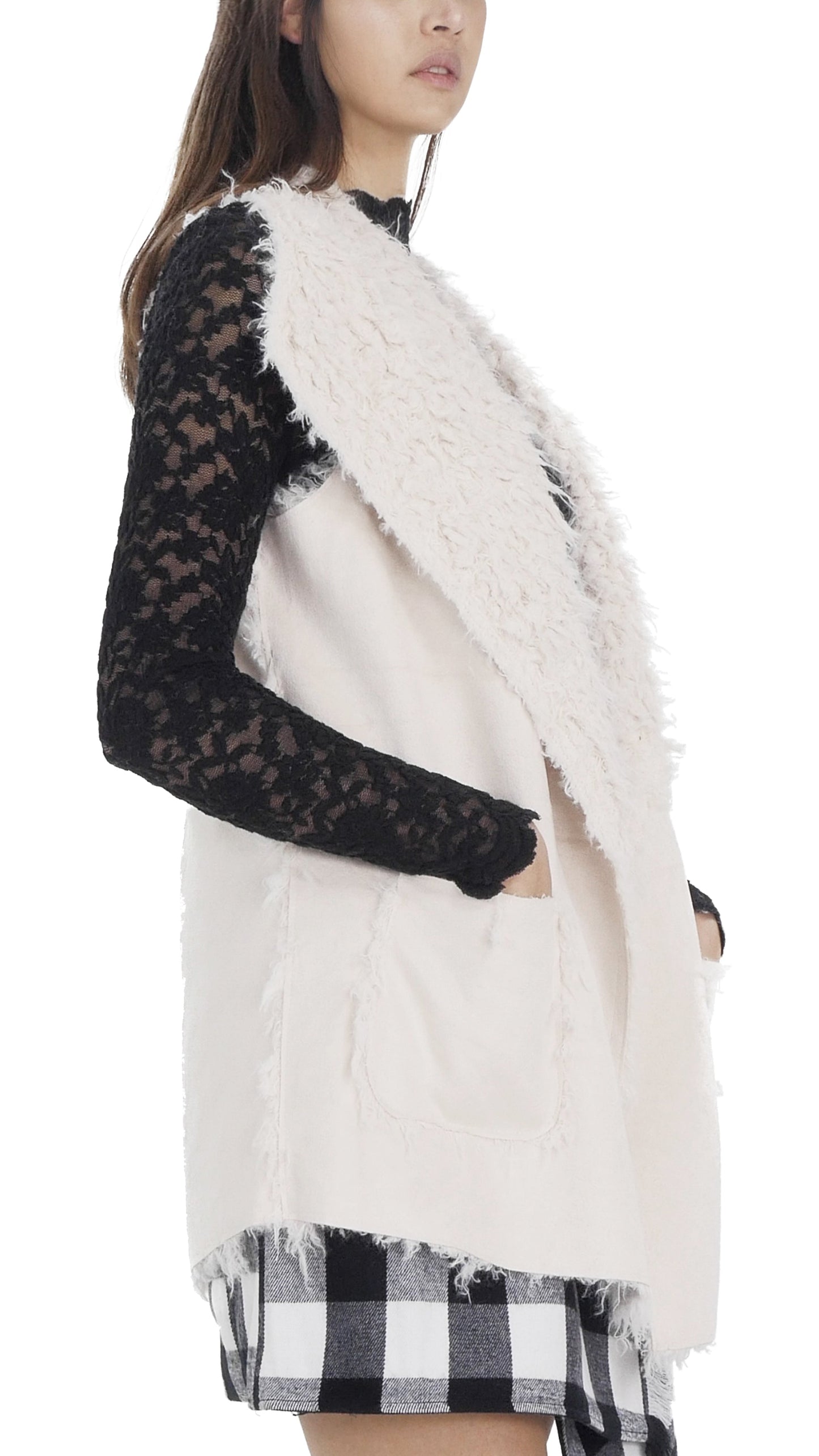 Women's Faux Fur Relexing Vest with Synthetic Swede - Shop Lev