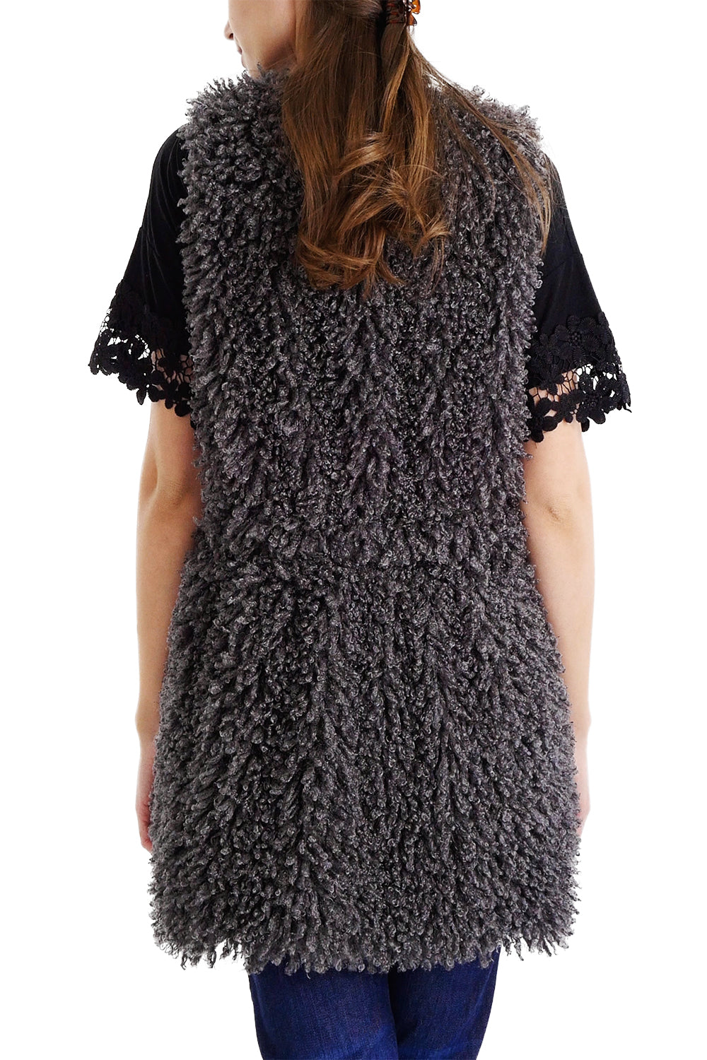 Puddle Faux Fur Button Down Midi Vest - Shop Lev