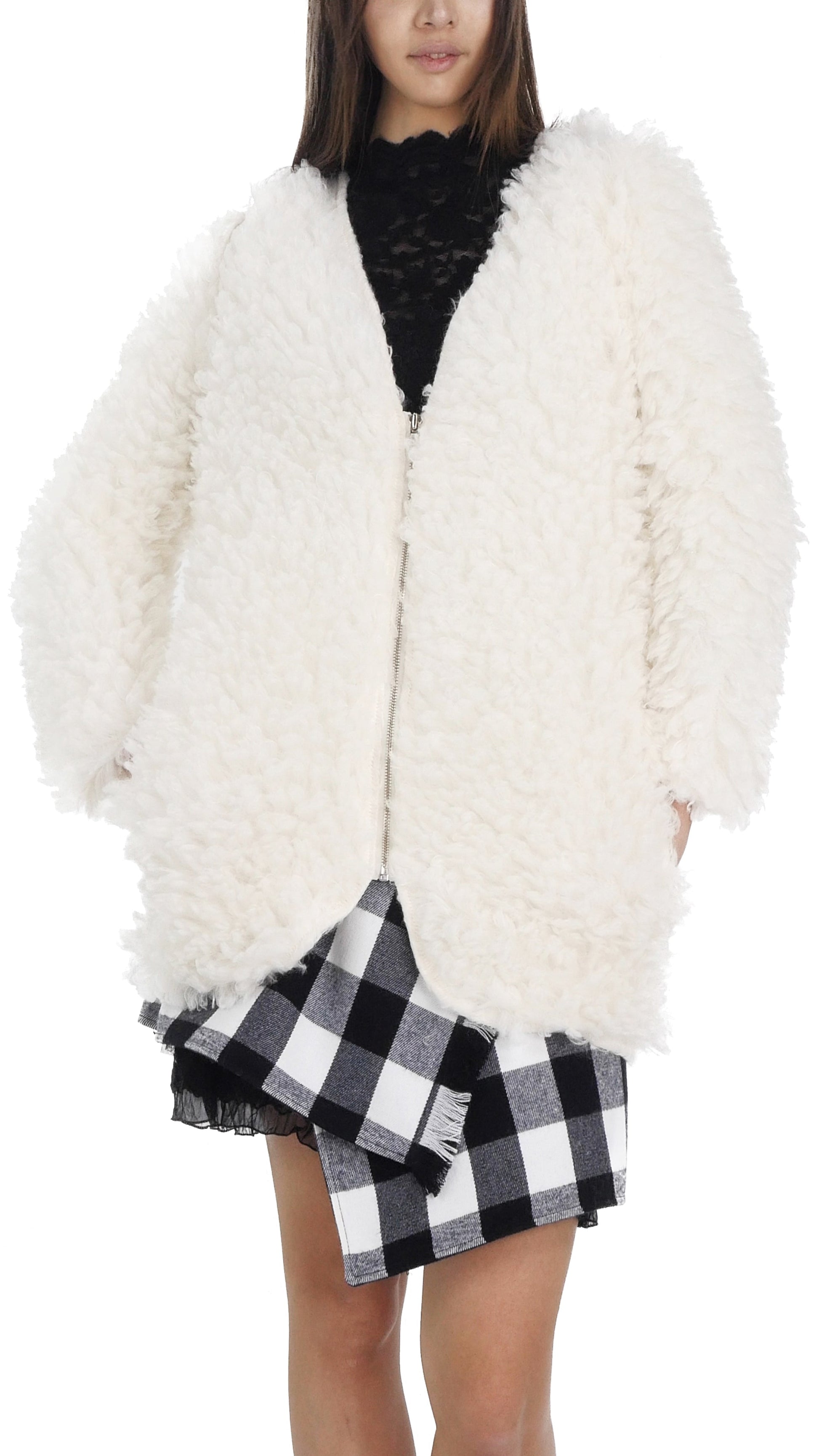 Soft Poodle Faxu Fur Zip-up Jacket - Shop Lev