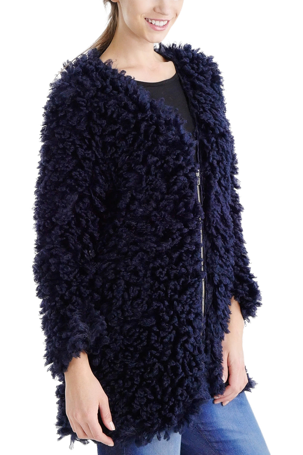 Soft Poodle Faxu Fur Zip-up Jacket - Shop Lev