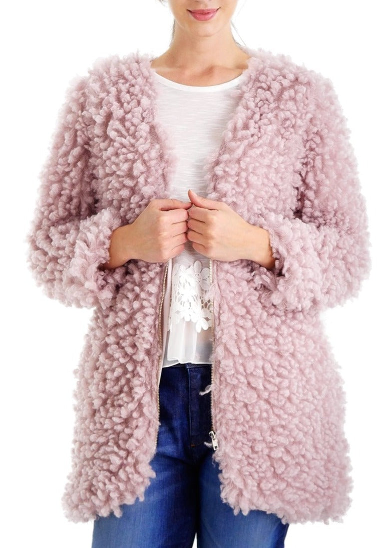 Soft Poodle Faxu Fur Zip-up Jacket - Shop Lev