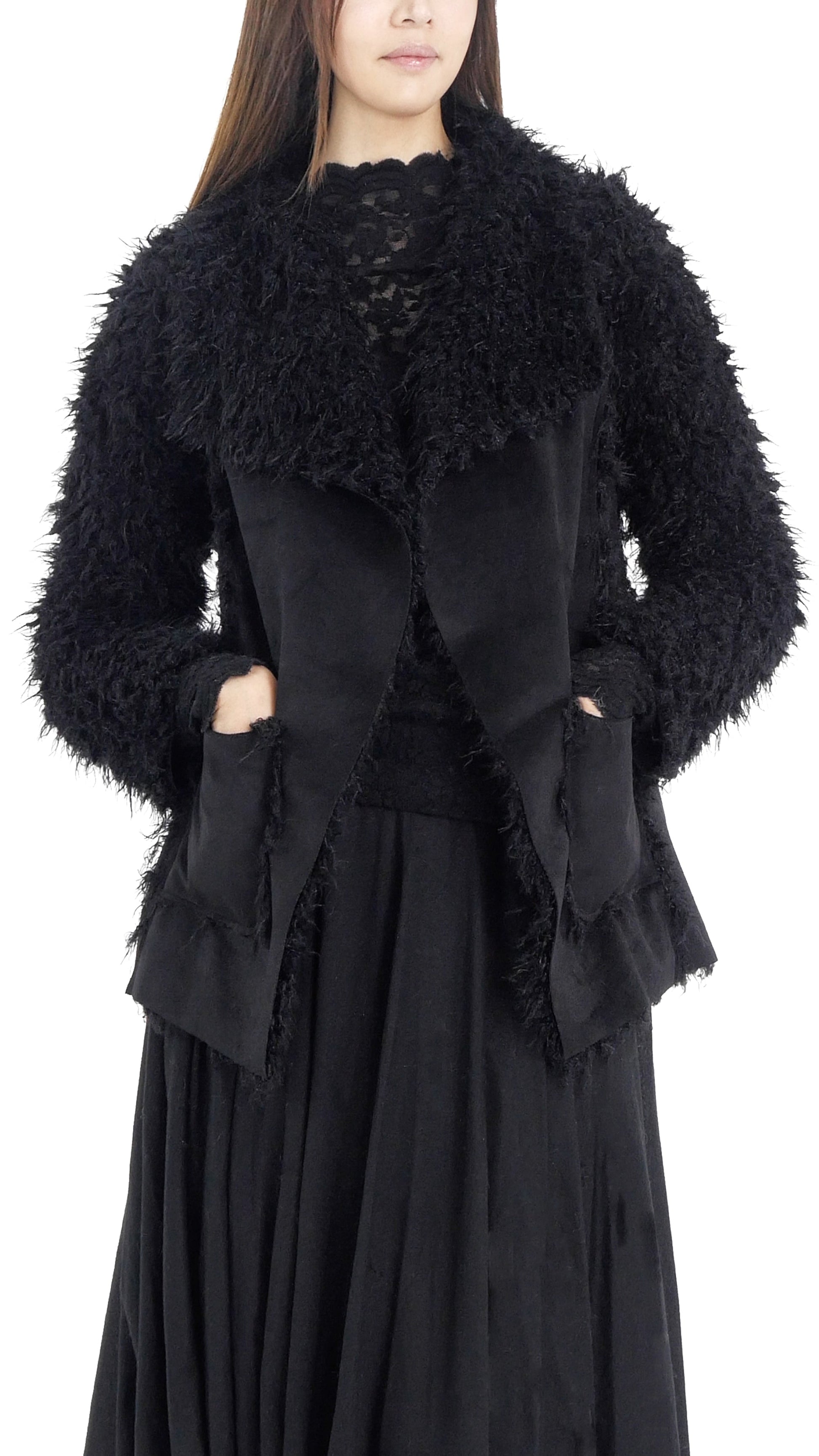 Shaggy Faux Fur Jacket with Swede Body - Shop Lev