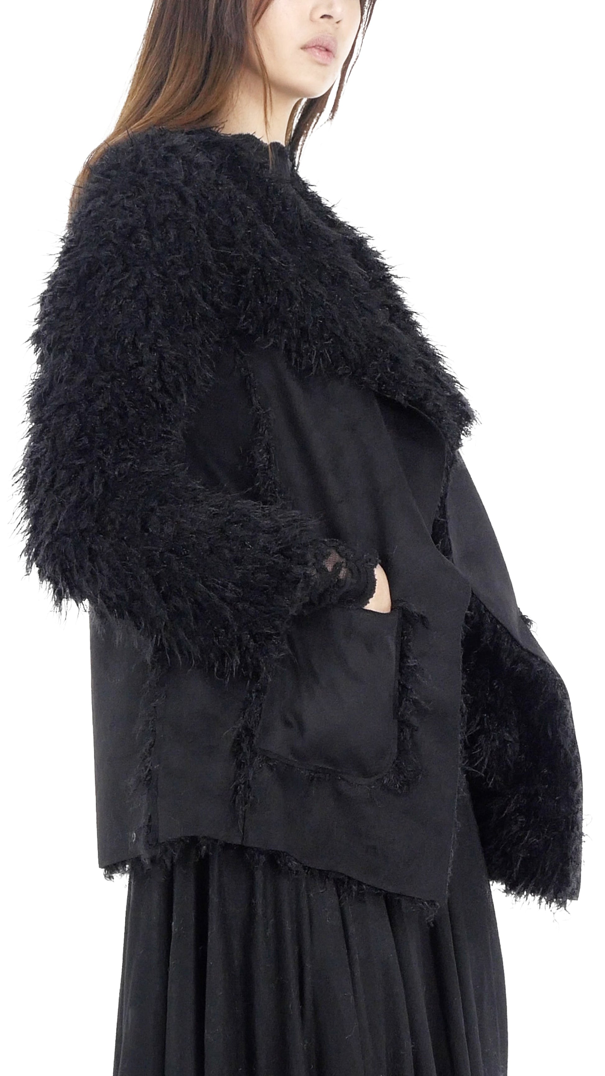Shaggy Faux Fur Jacket with Swede Body - Shop Lev