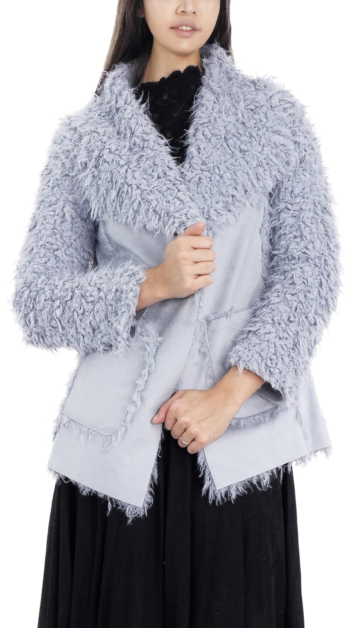 Shaggy Faux Fur Jacket with Swede Body - Shop Lev
