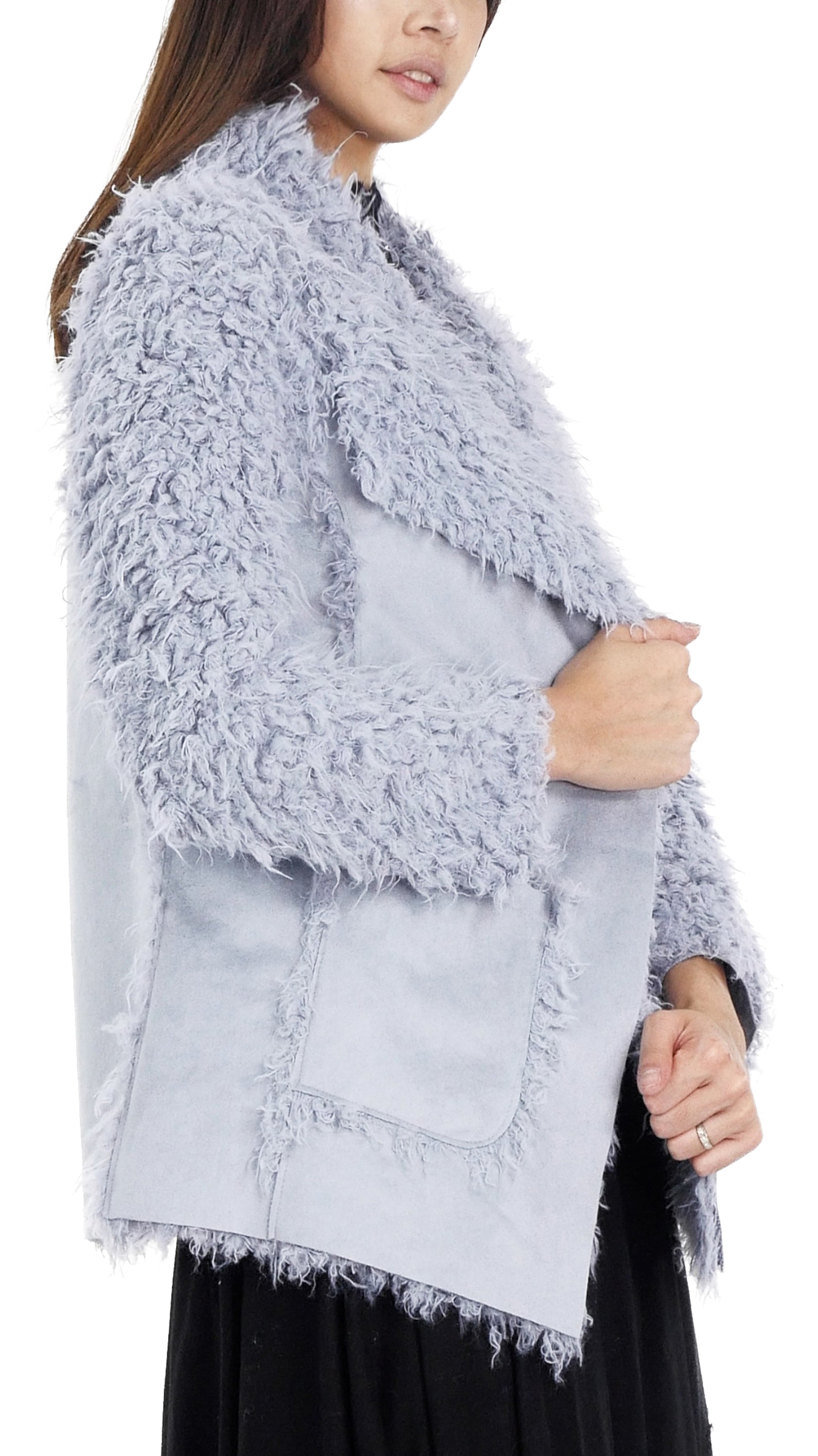 Shaggy Faux Fur Jacket with Swede Body - Shop Lev