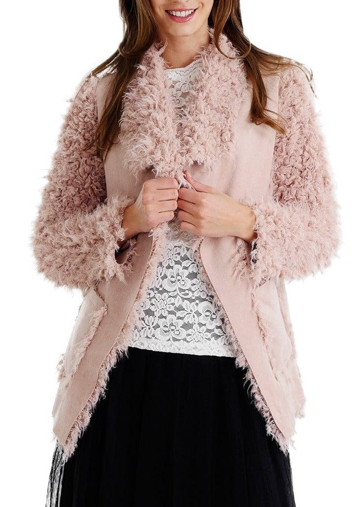 Shaggy Faux Fur Jacket with Swede Body - Shop Lev