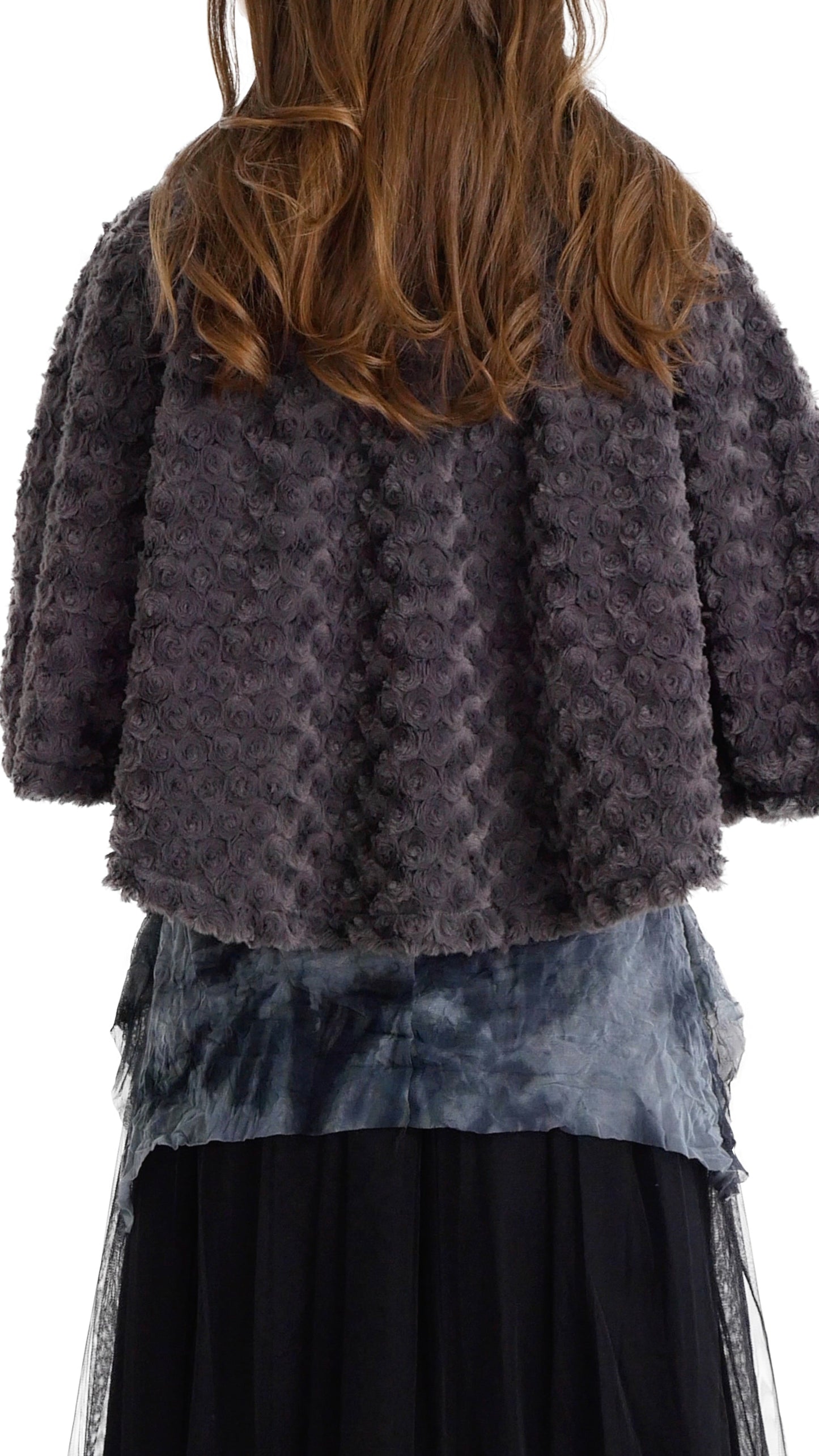 Rossette Faux Fur Cape Jacket - Shop Lev