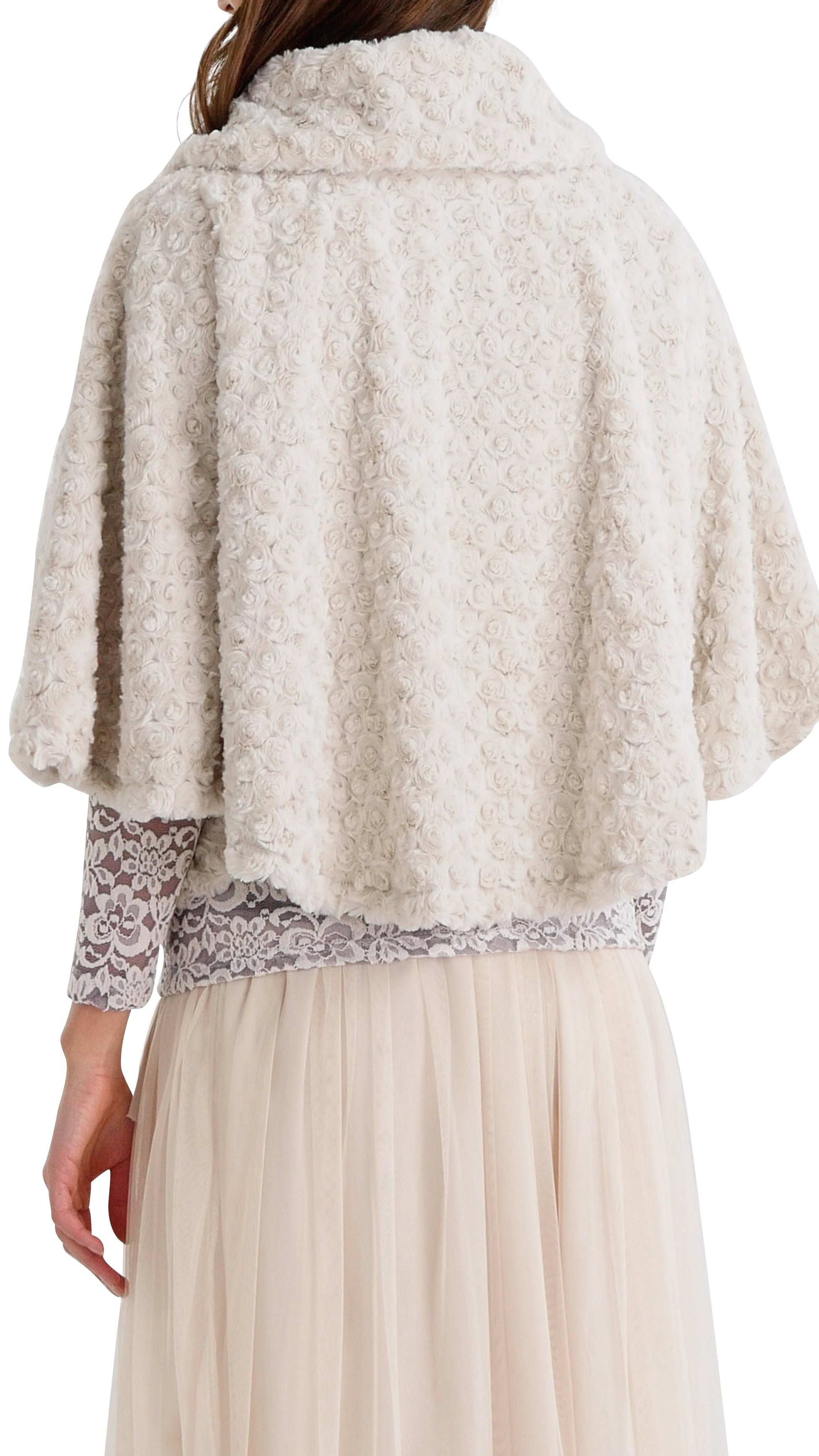 Rossette Faux Fur Cape Jacket - Shop Lev