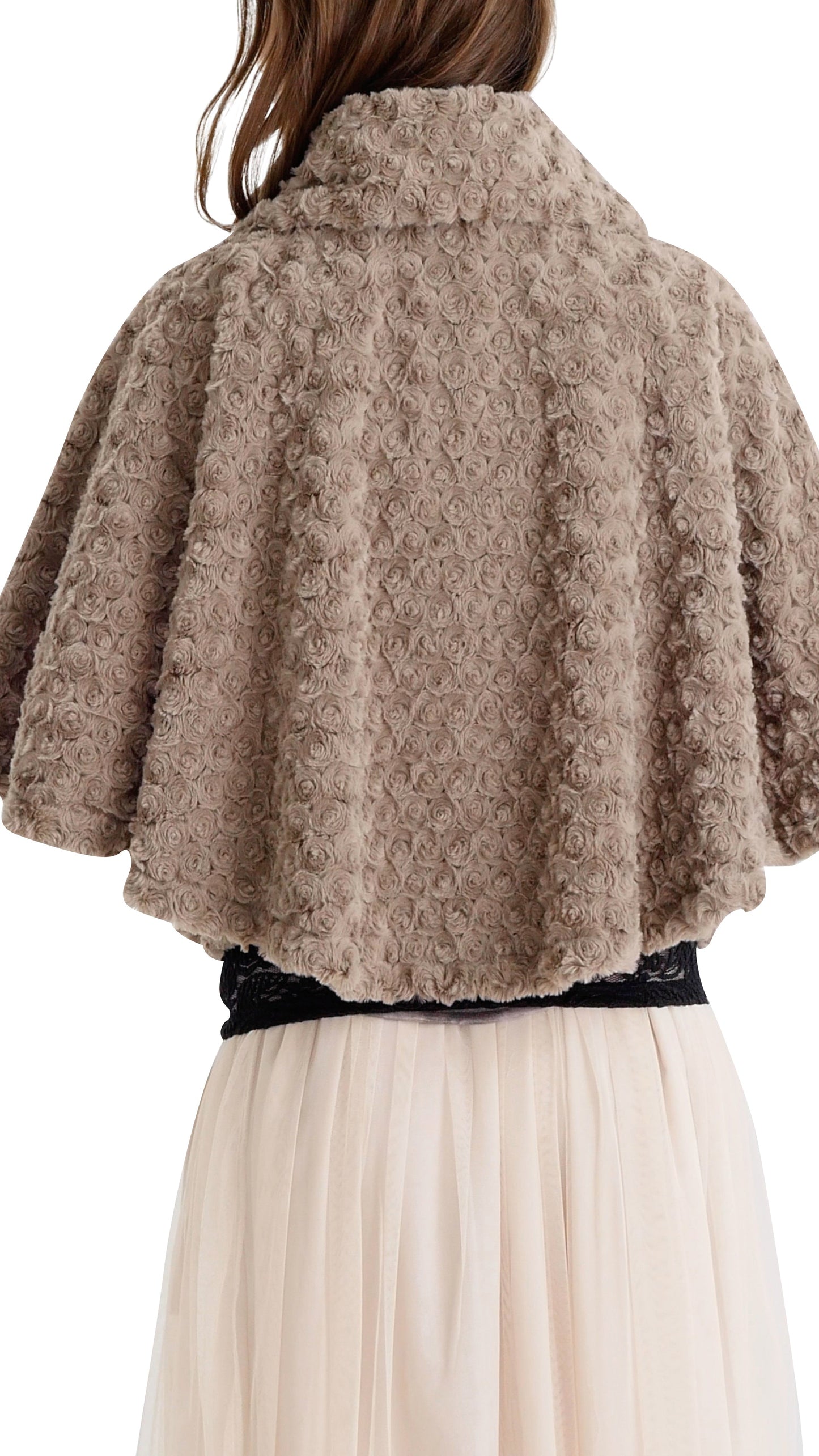 Rossette Faux Fur Cape Jacket - Shop Lev