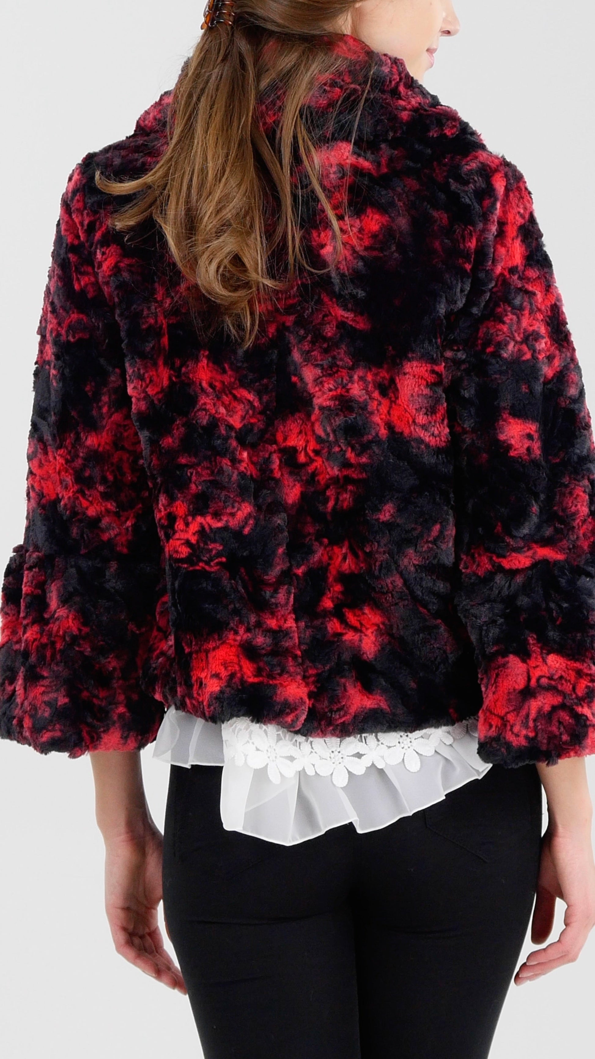 Faux Fur Tie-Dye Peter Pan Collar Jacket - Shop Lev