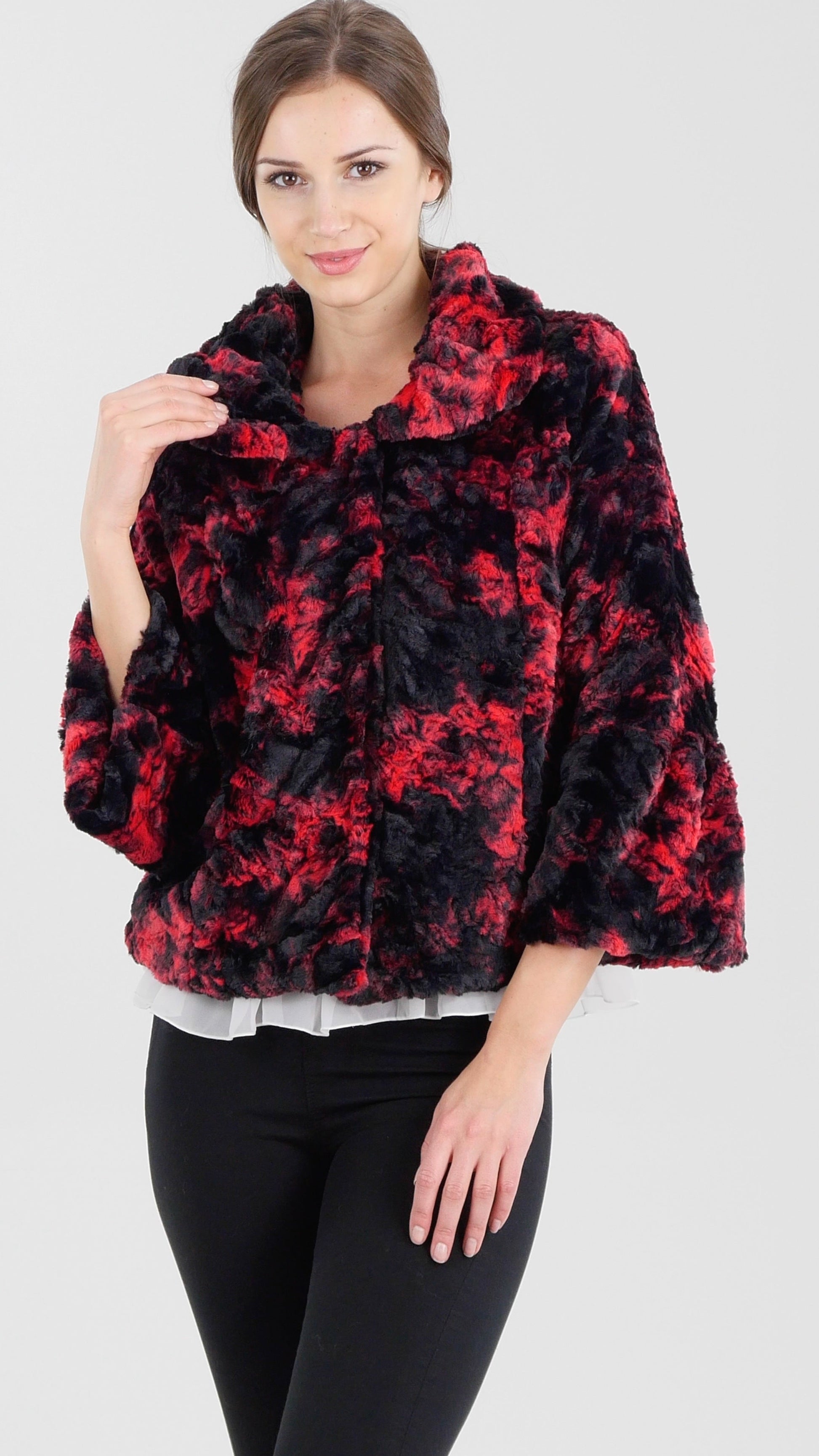 Faux Fur Tie-Dye Peter Pan Collar Jacket - Shop Lev