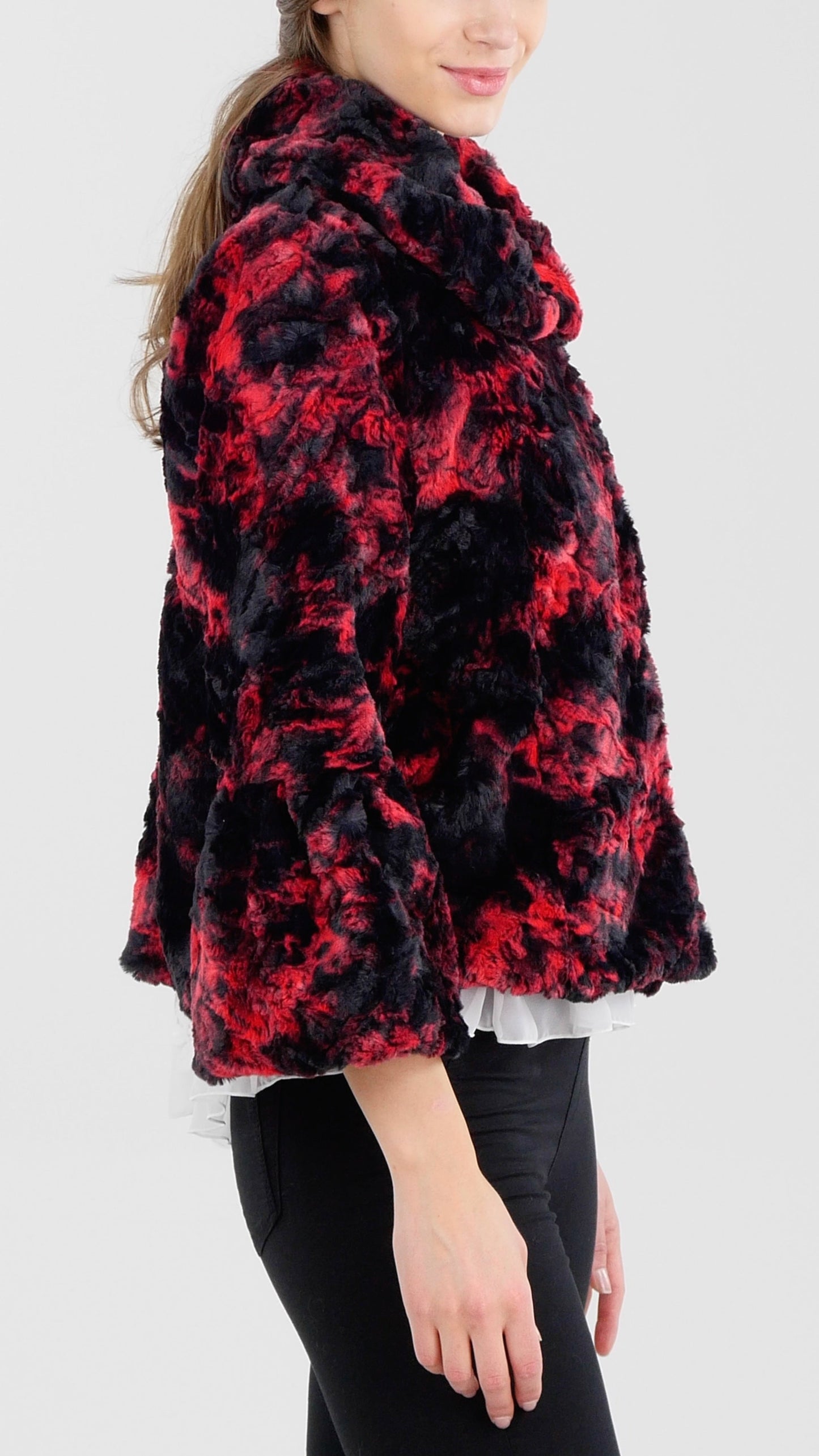 Faux Fur Tie-Dye Peter Pan Collar Jacket - Shop Lev