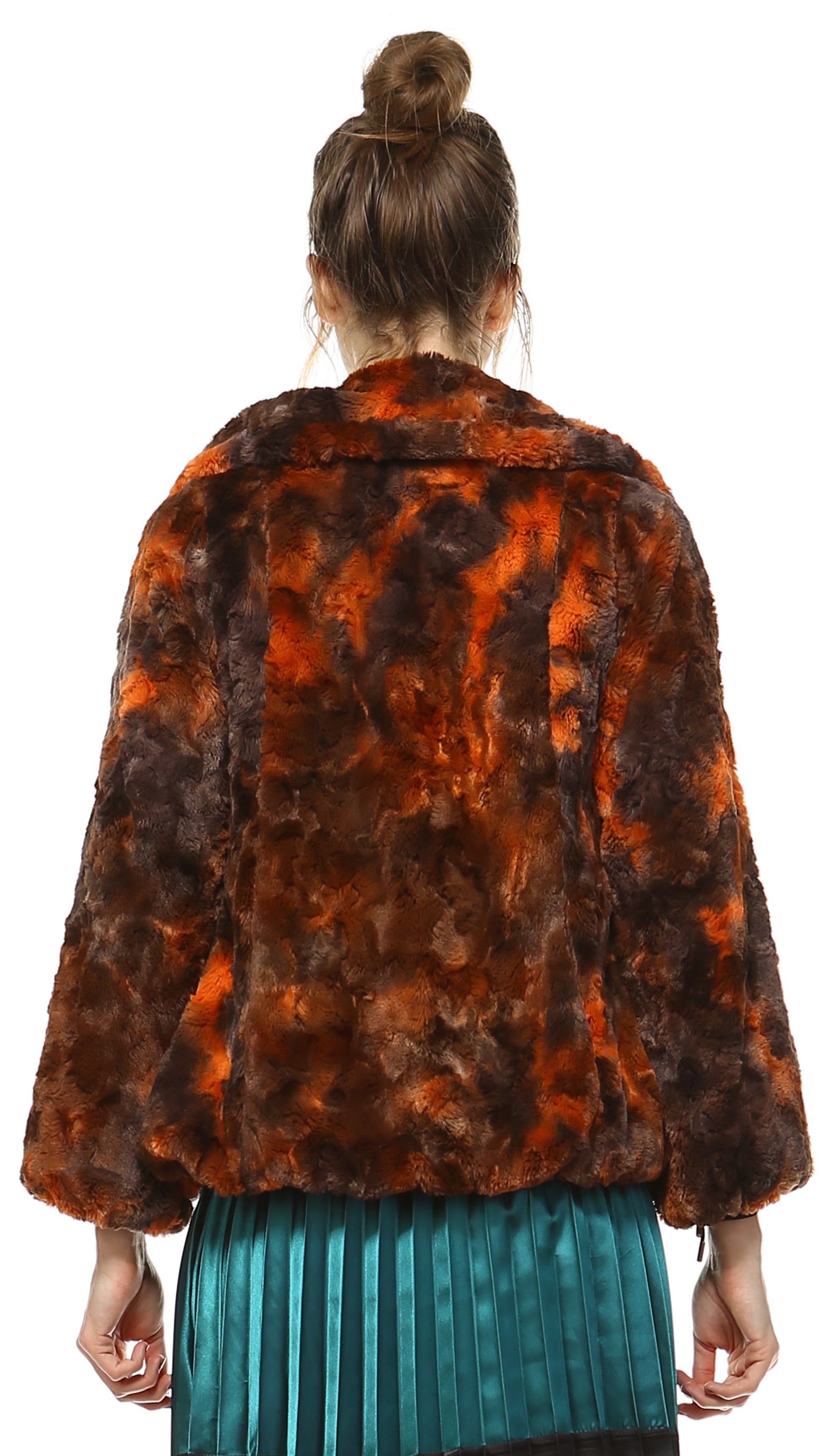 Faux Fur Tie-Dye Rosette Fur Jacket - Shop Lev