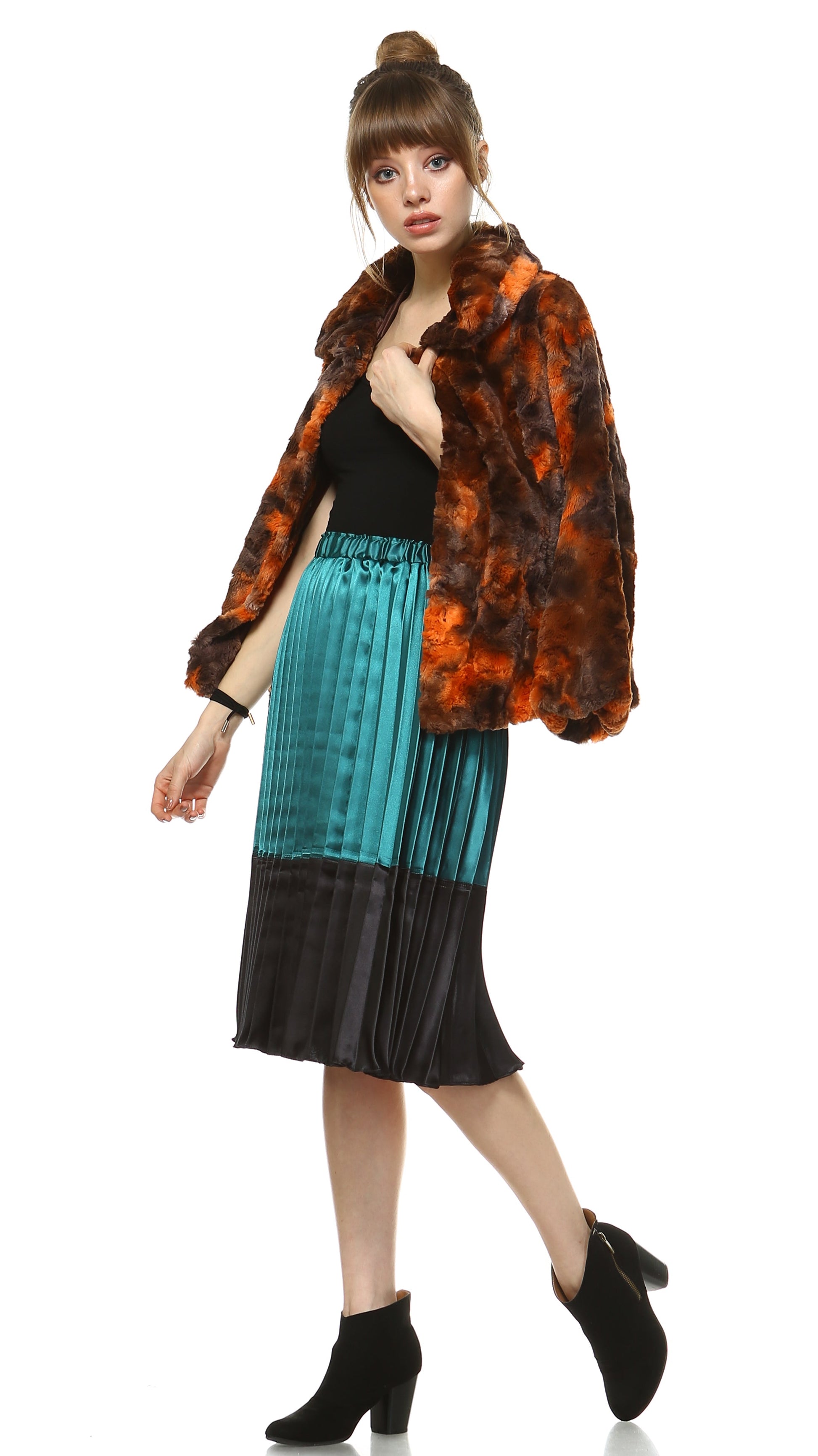 Faux Fur Tie-Dye Rosette Fur Jacket - Shop Lev