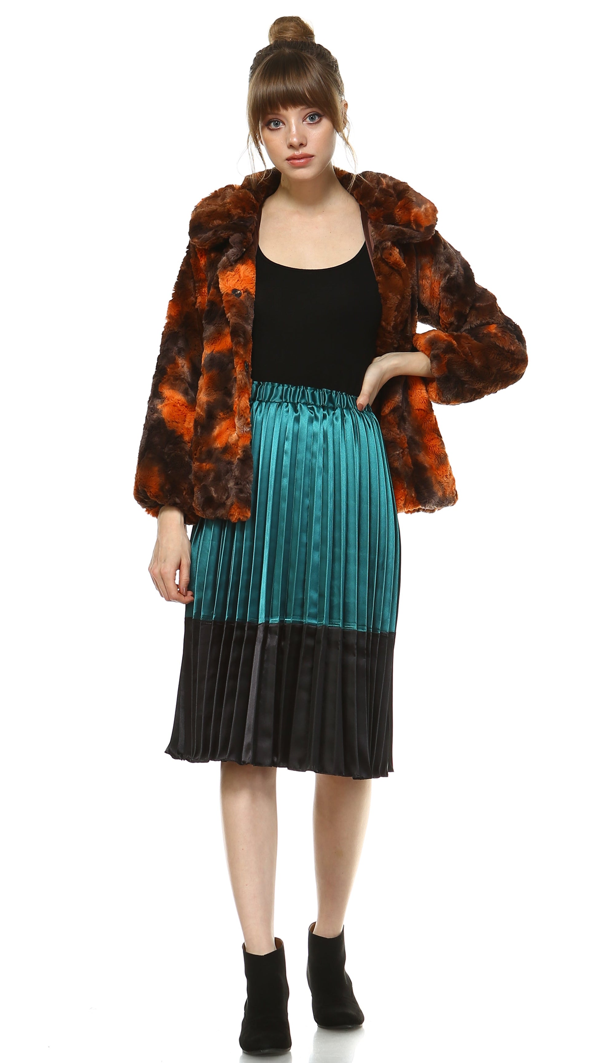 Faux Fur Tie-Dye Rosette Fur Jacket - Shop Lev