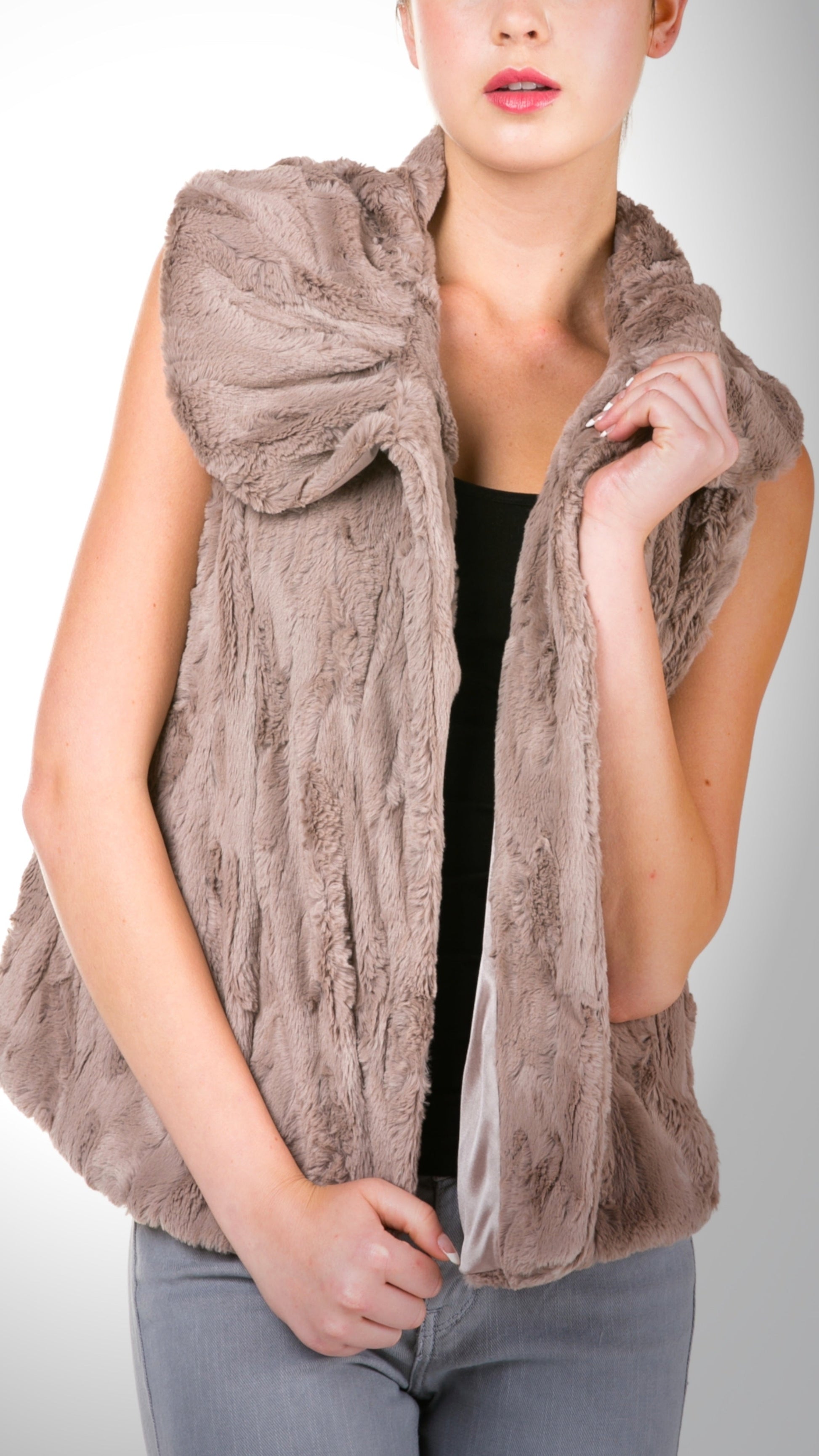 Flare Faux Fur Button Down Vest - Shop Lev