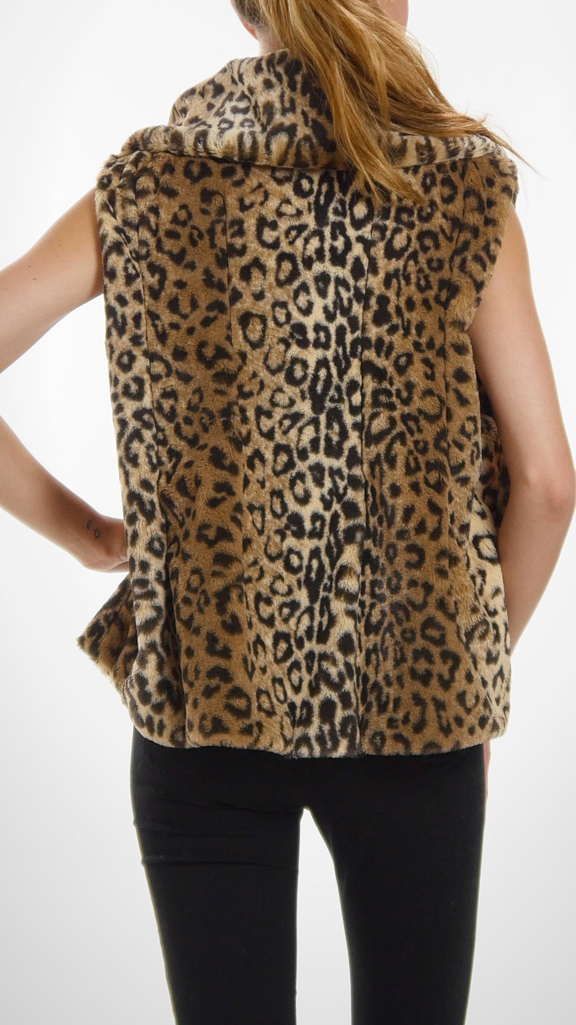 Flare Faux Fur Button Down Vest - Shop Lev