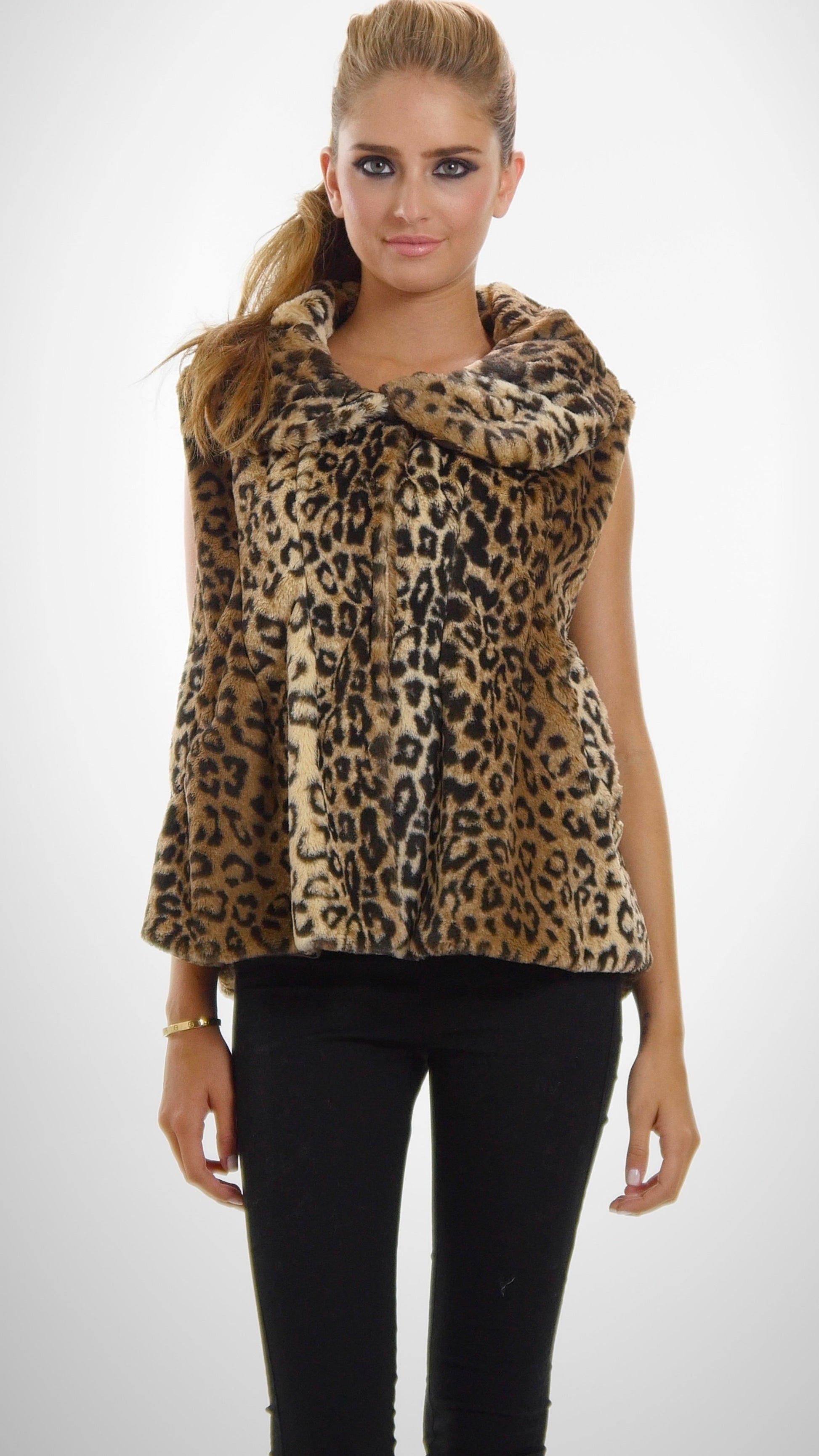 Flare Faux Fur Button Down Vest - Shop Lev