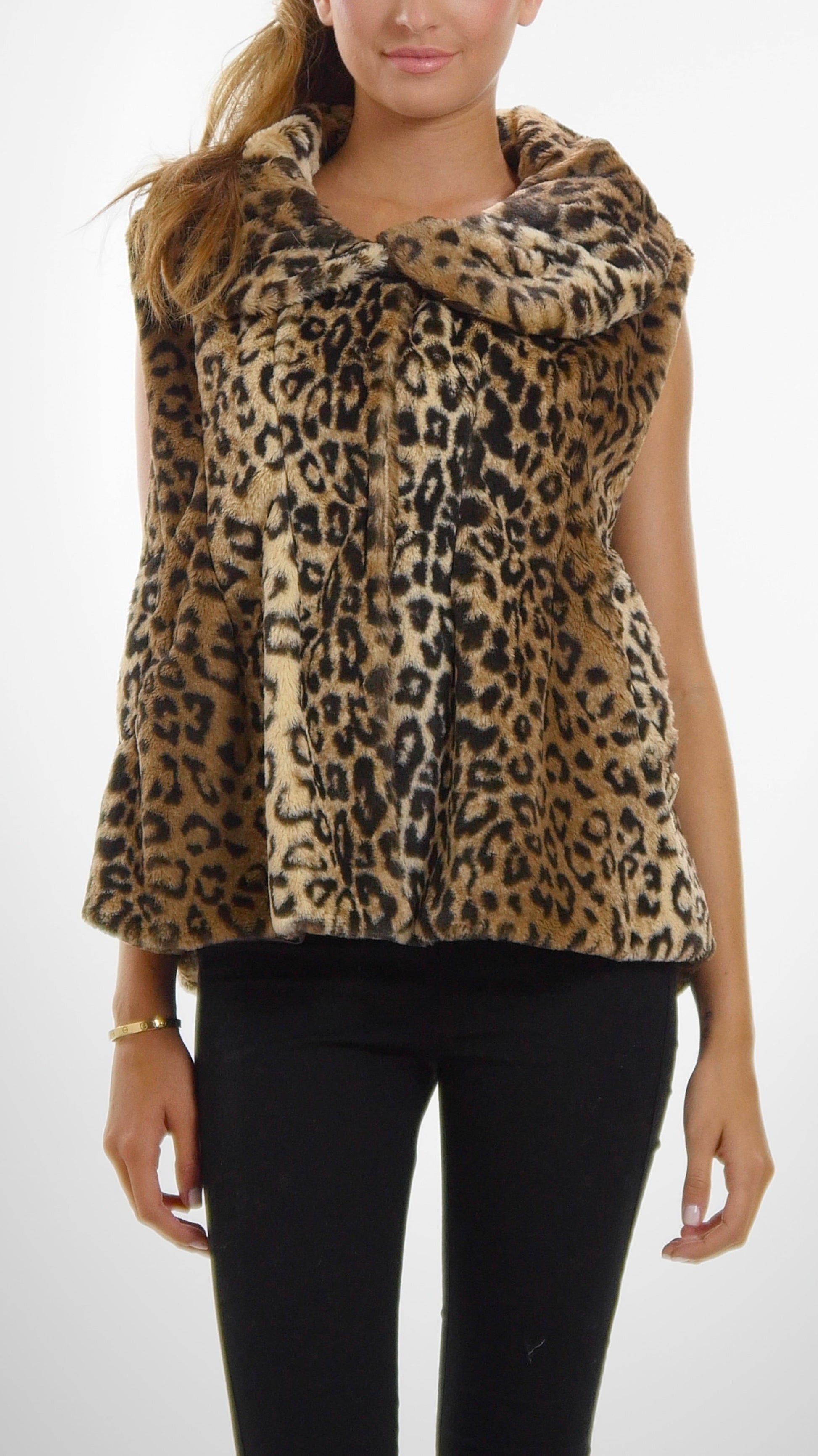 Flare Faux Fur Button Down Vest - Shop Lev