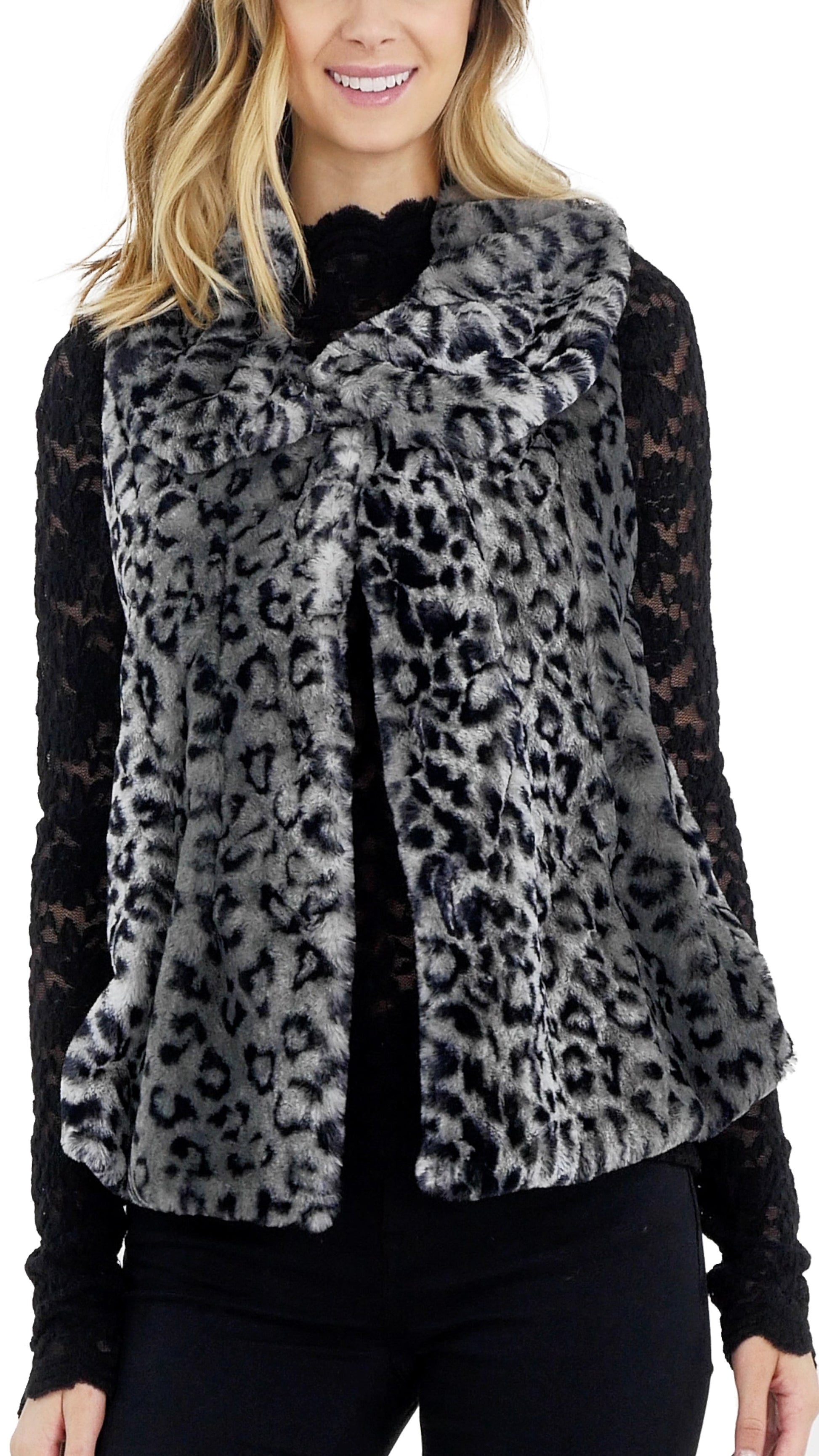 Flare Faux Fur Button Down Vest - Shop Lev