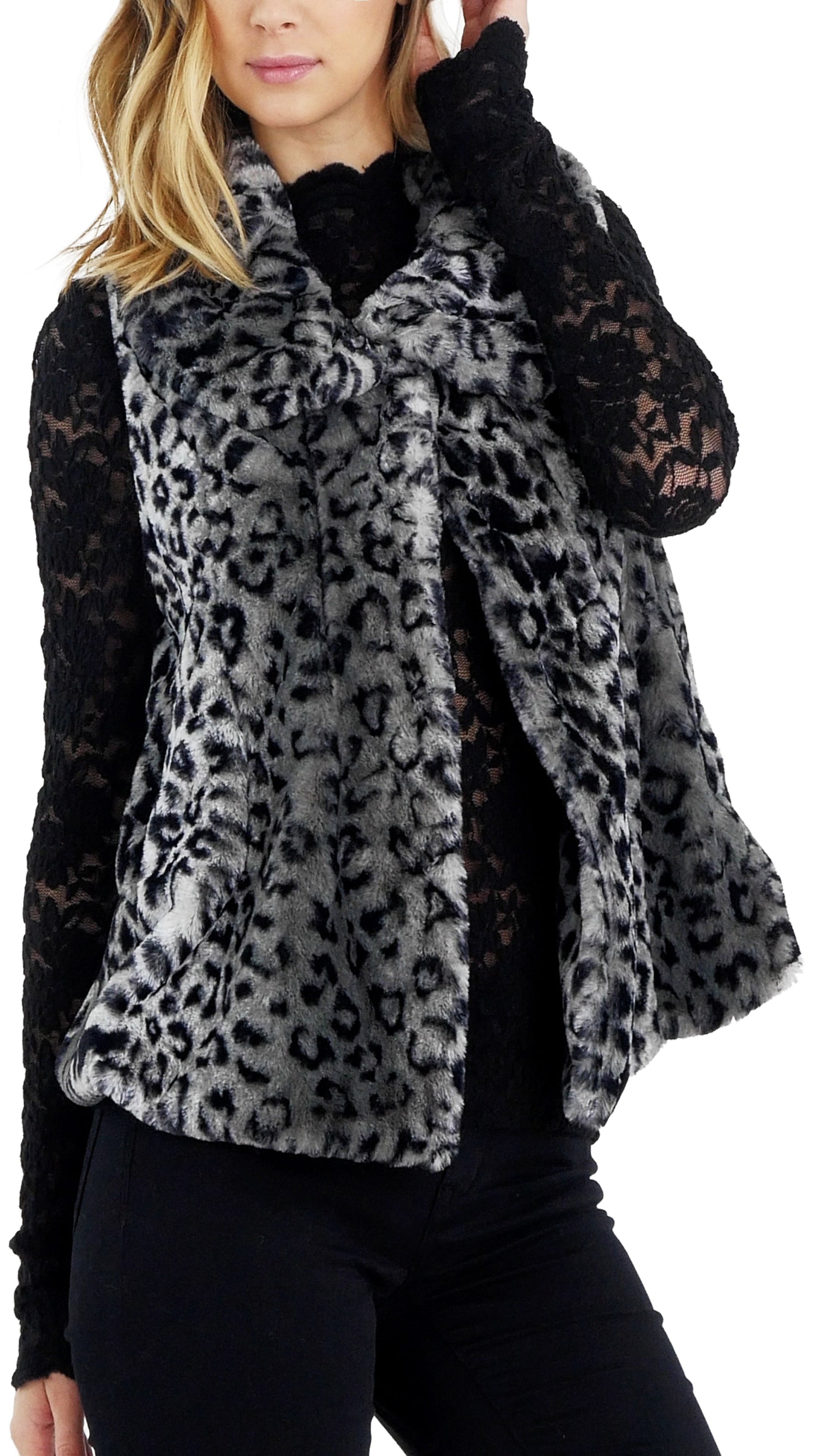 Flare Faux Fur Button Down Vest - Shop Lev