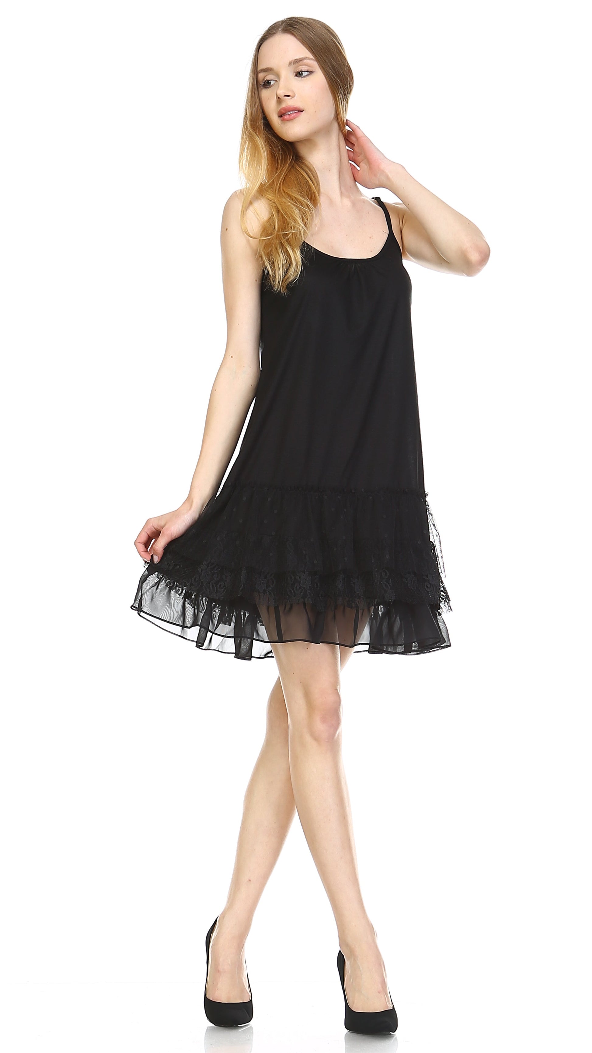 Women's Knit Flare Full Slip with 3 combo ruffle layers - Shop Lev