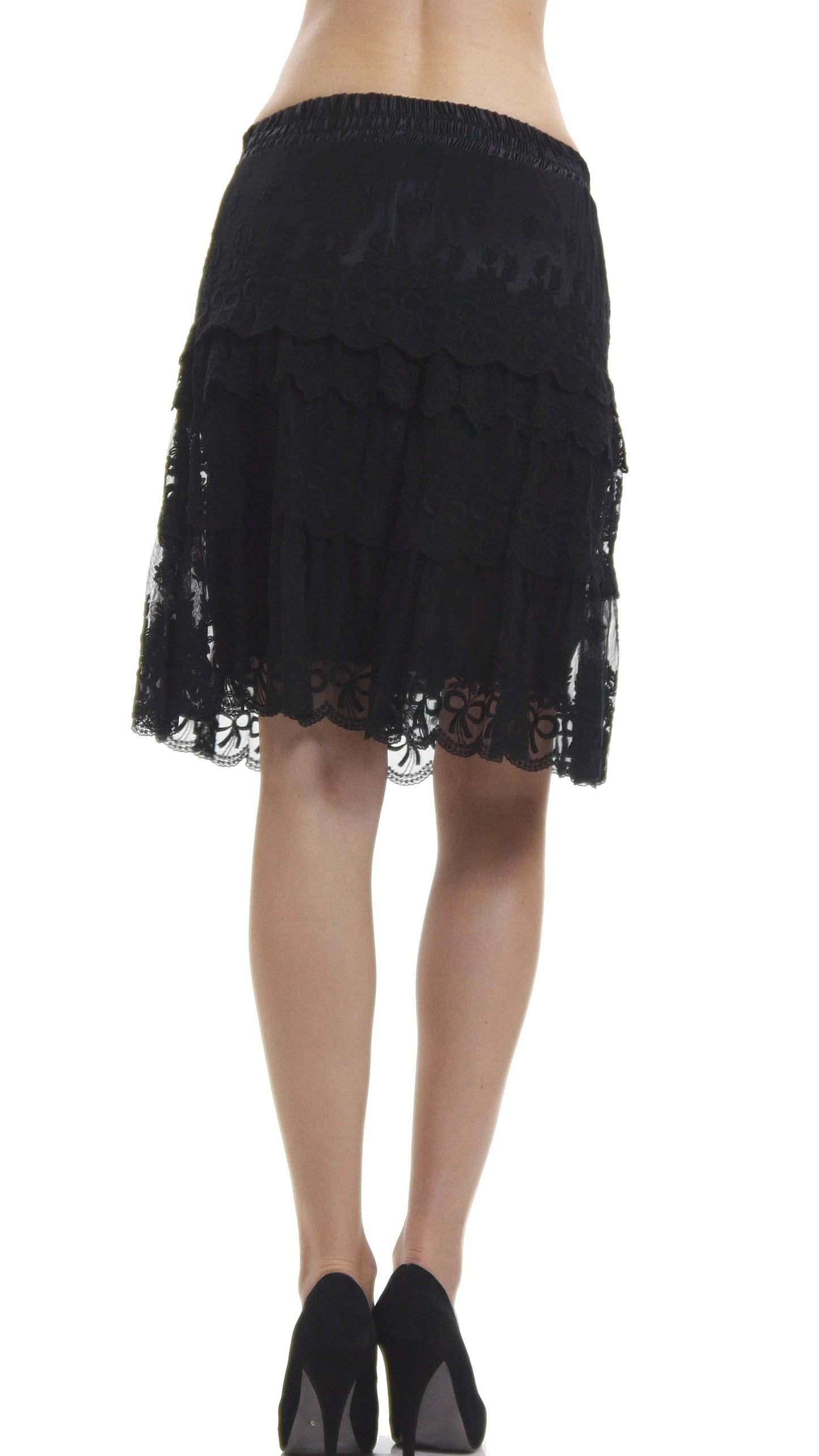 Women's Short Mesh and Ribbon Lace Ruffles Skirt - Shop Lev
