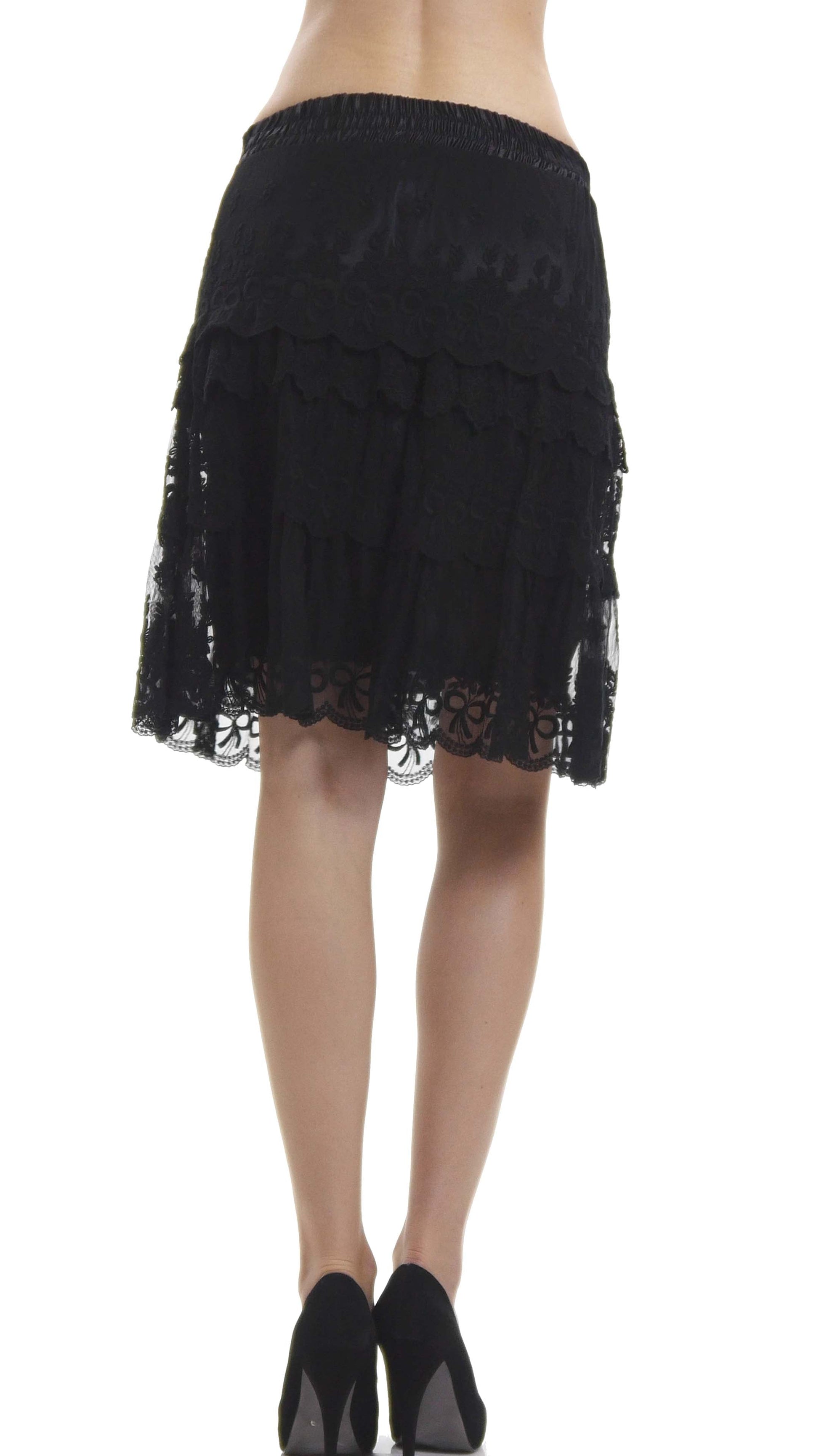 Women's Short Mesh and Ribbon Lace Ruffles Skirt - Shop Lev
