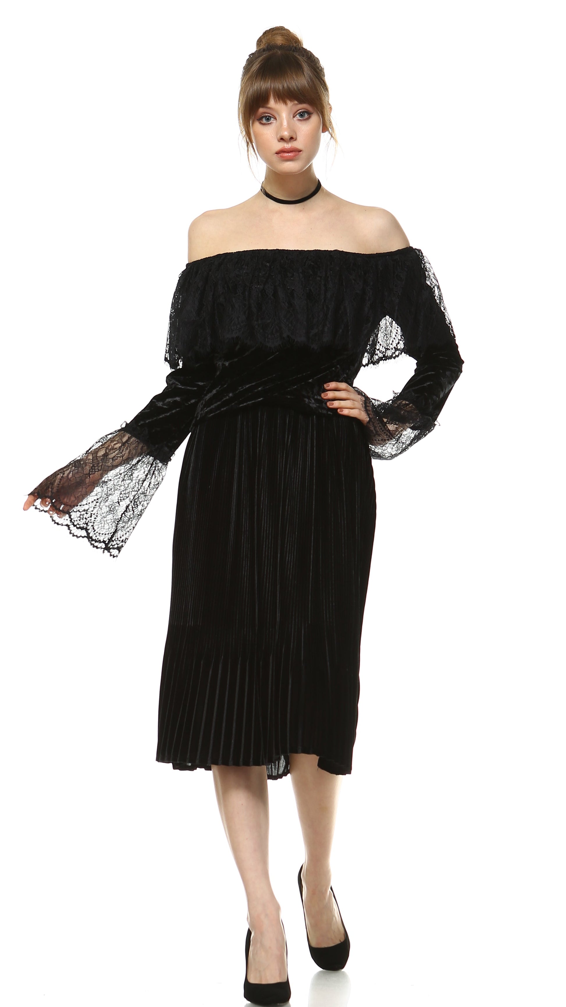 Women's Velvet Pleated Skirt - Shop Lev