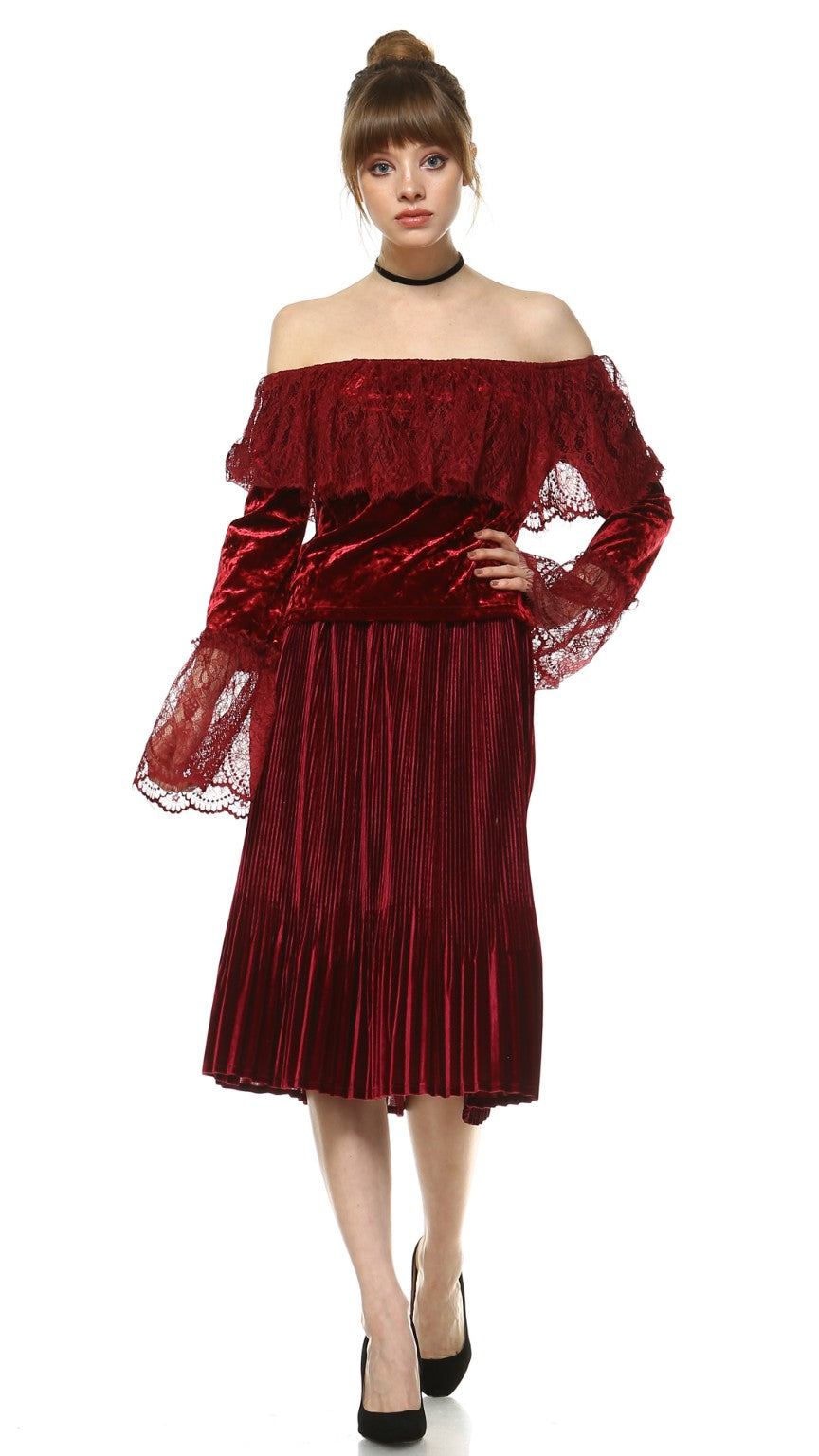 Women's Velvet Pleated Skirt - Shop Lev
