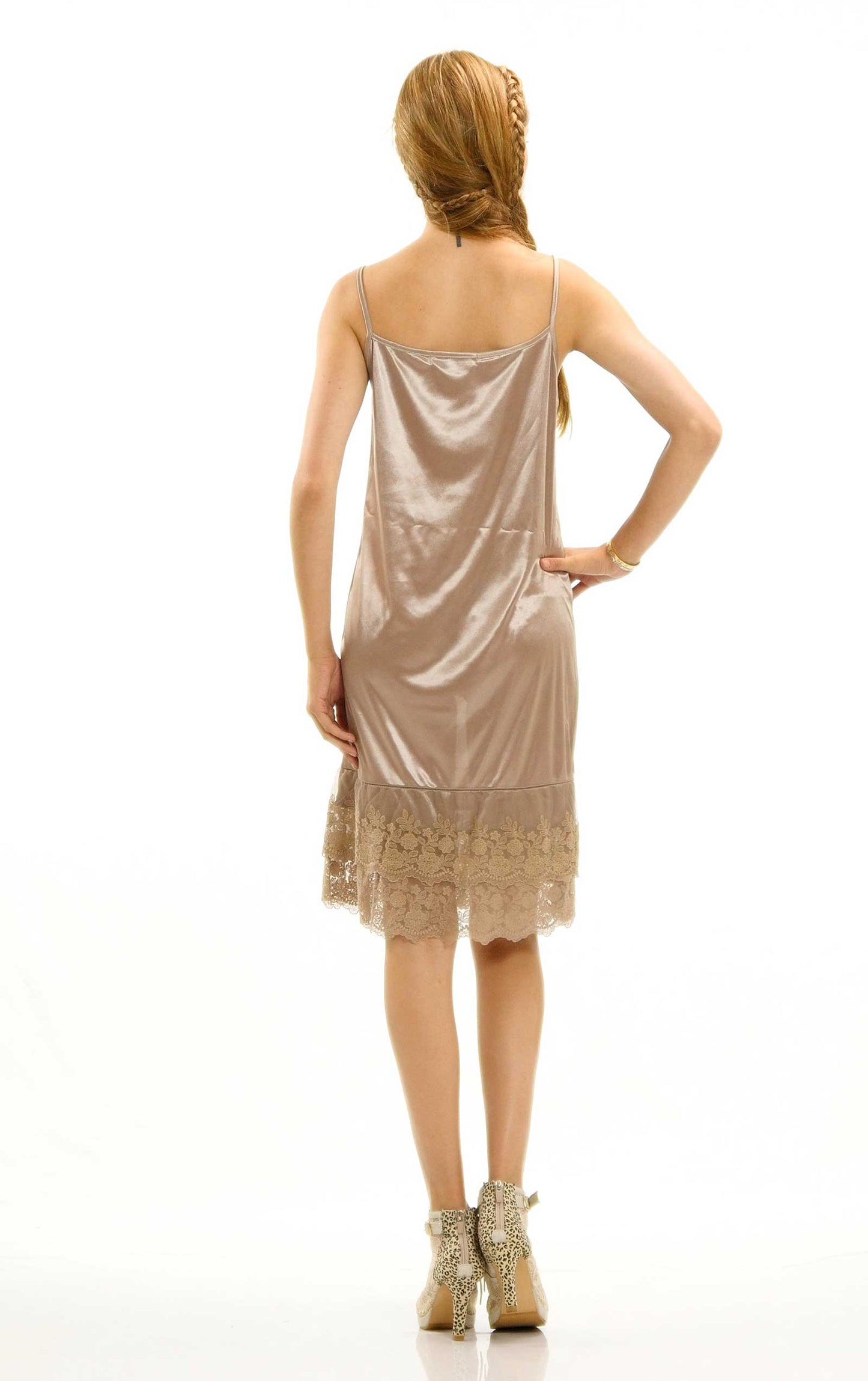 Women double lace bottom satin full slip - Shop Lev