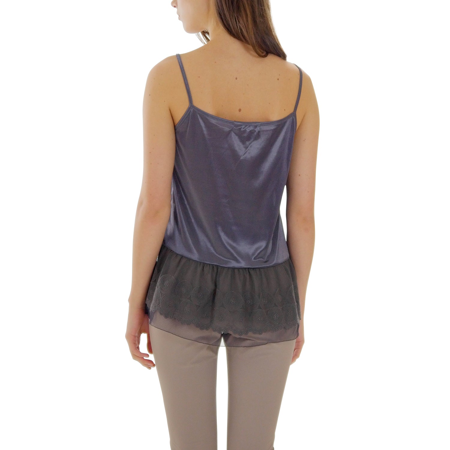 Satin Camisole Top Extender with circle lace bottom - Shop Lev