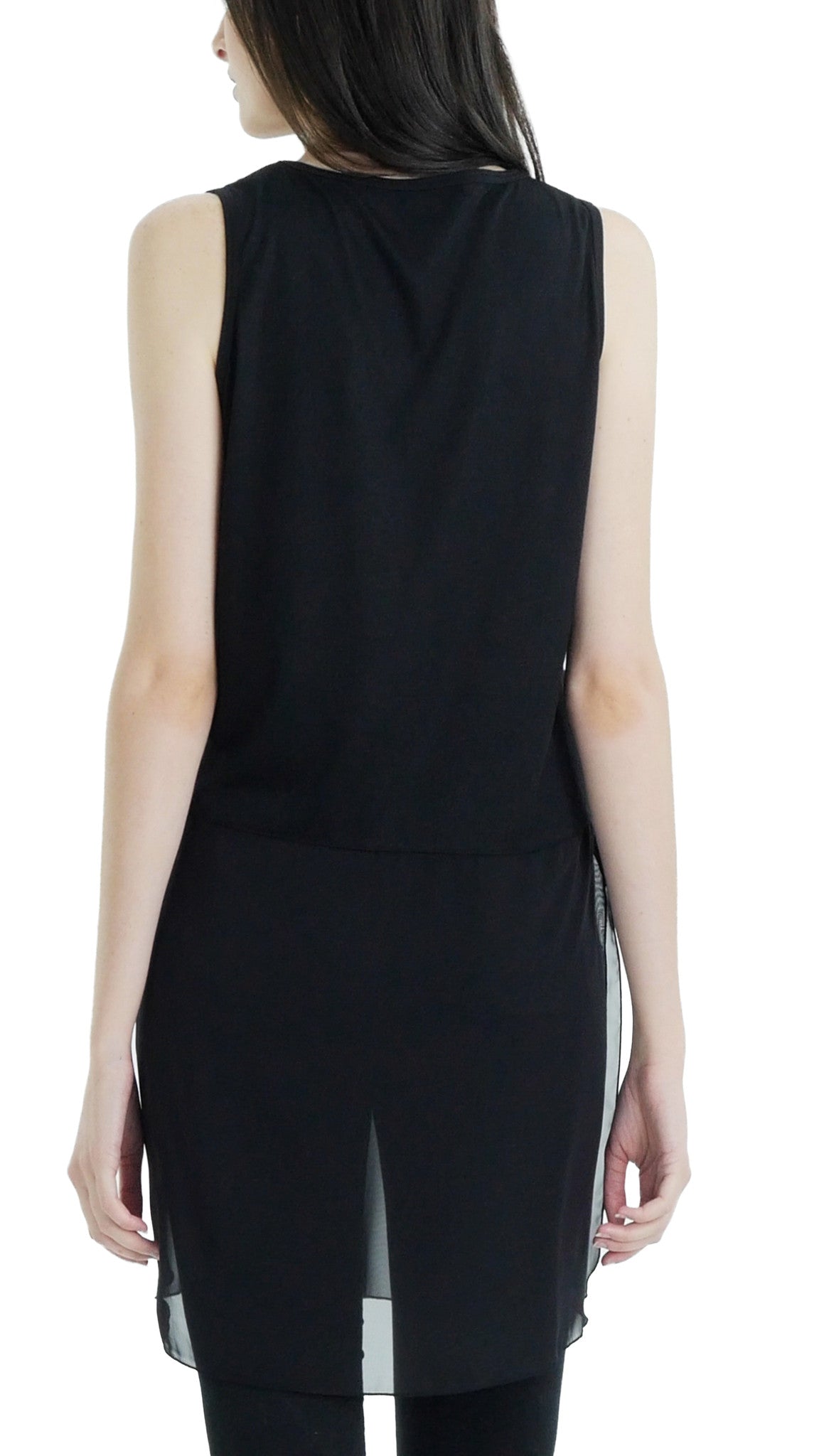 Women Crop Tank Top Extender with sheer bottom slit - Shop Lev