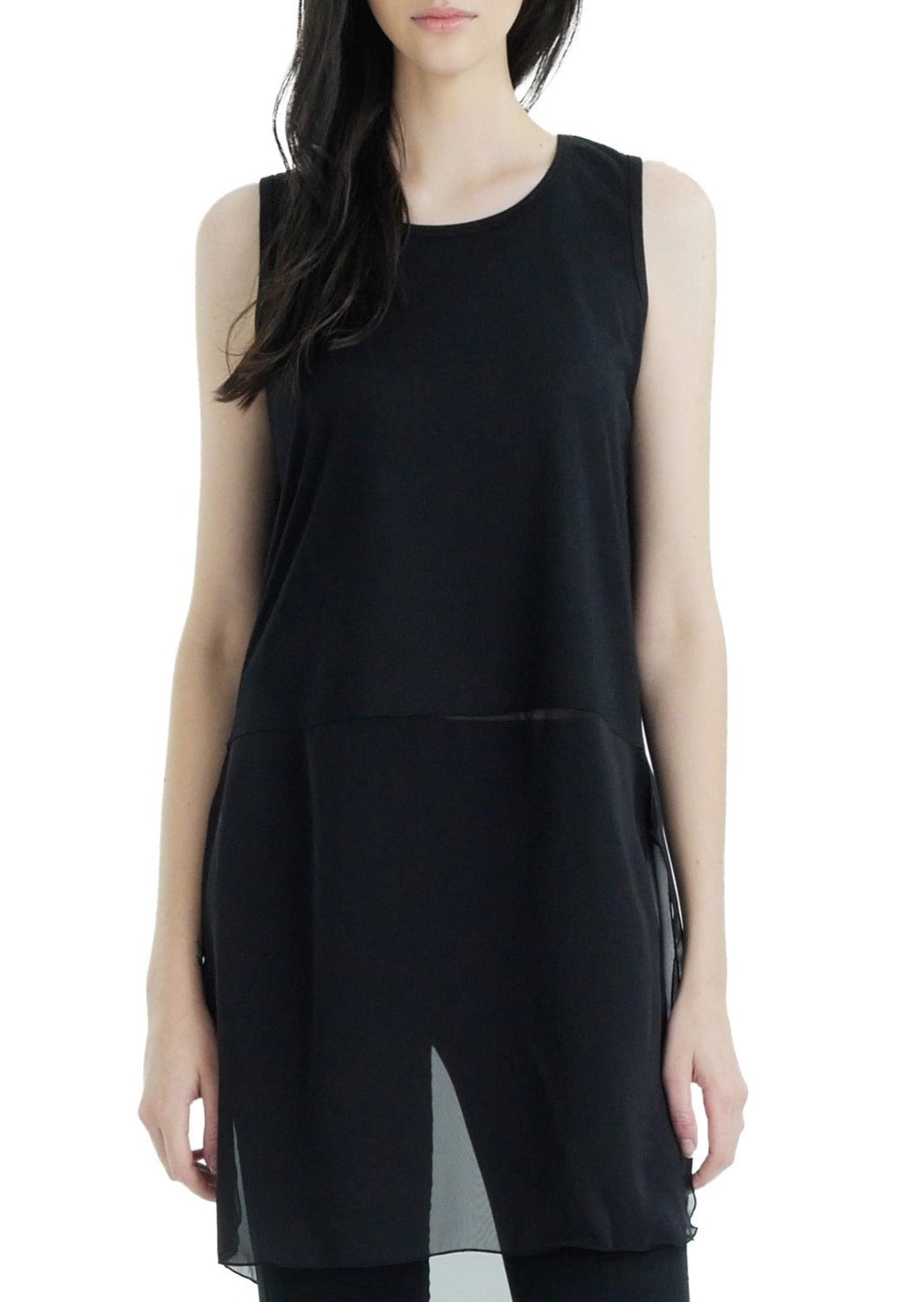 Women Crop Tank Top Extender with sheer bottom slit - Shop Lev