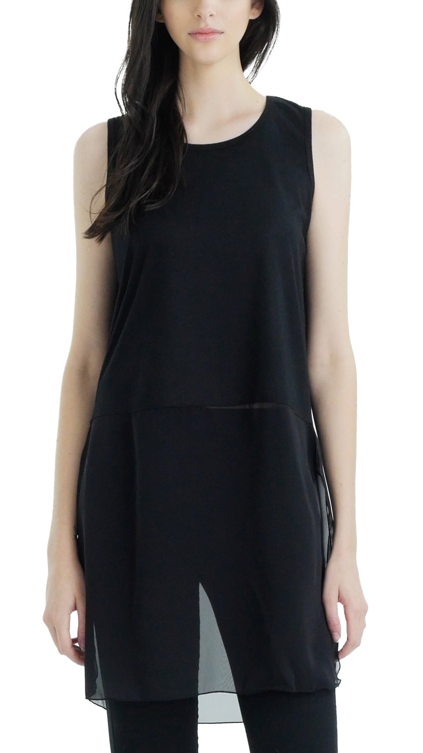 Women Crop Tank Top Extender with sheer bottom slit - Shop Lev