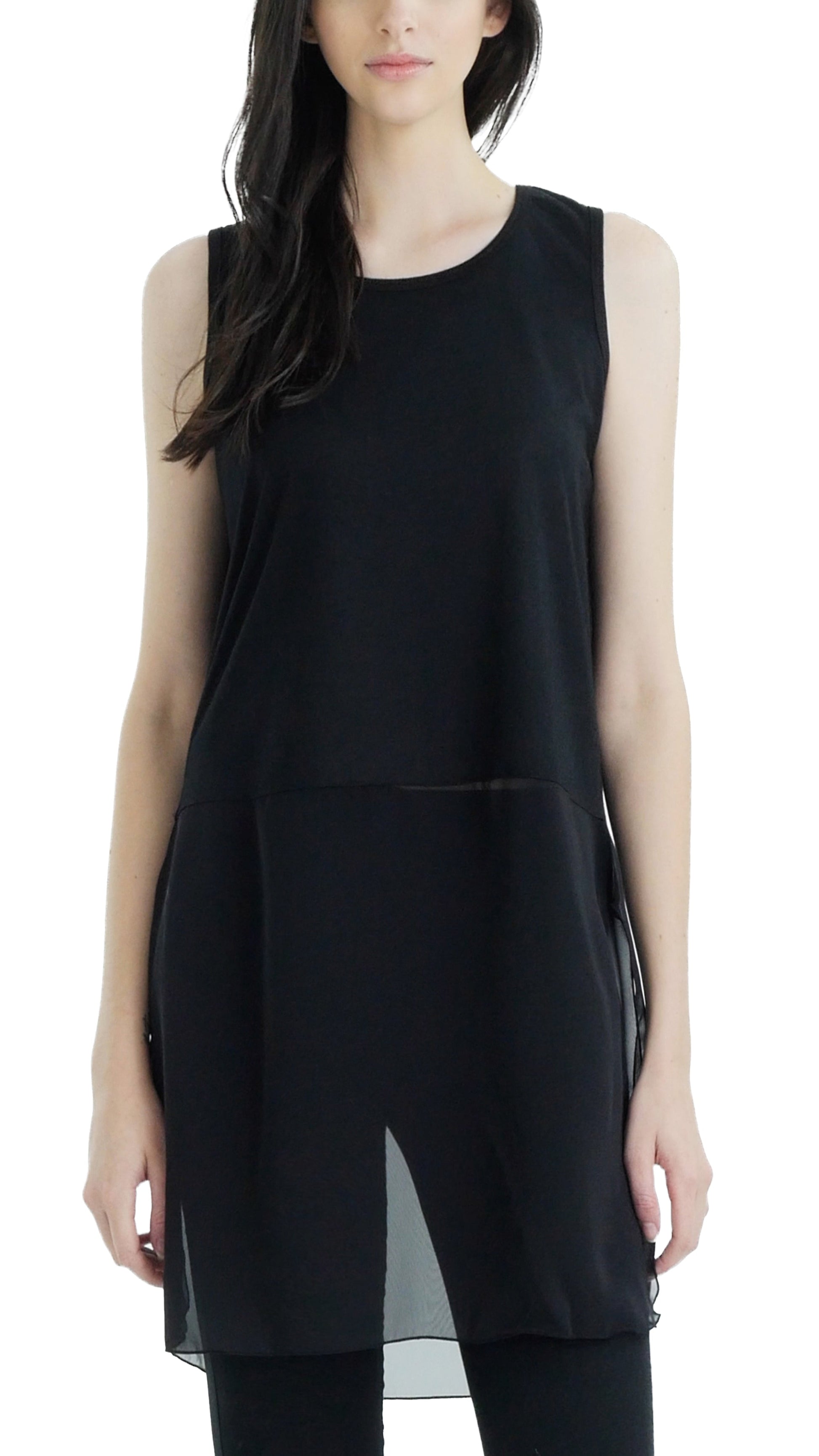 Women Crop Tank Top Extender with sheer bottom slit - Shop Lev