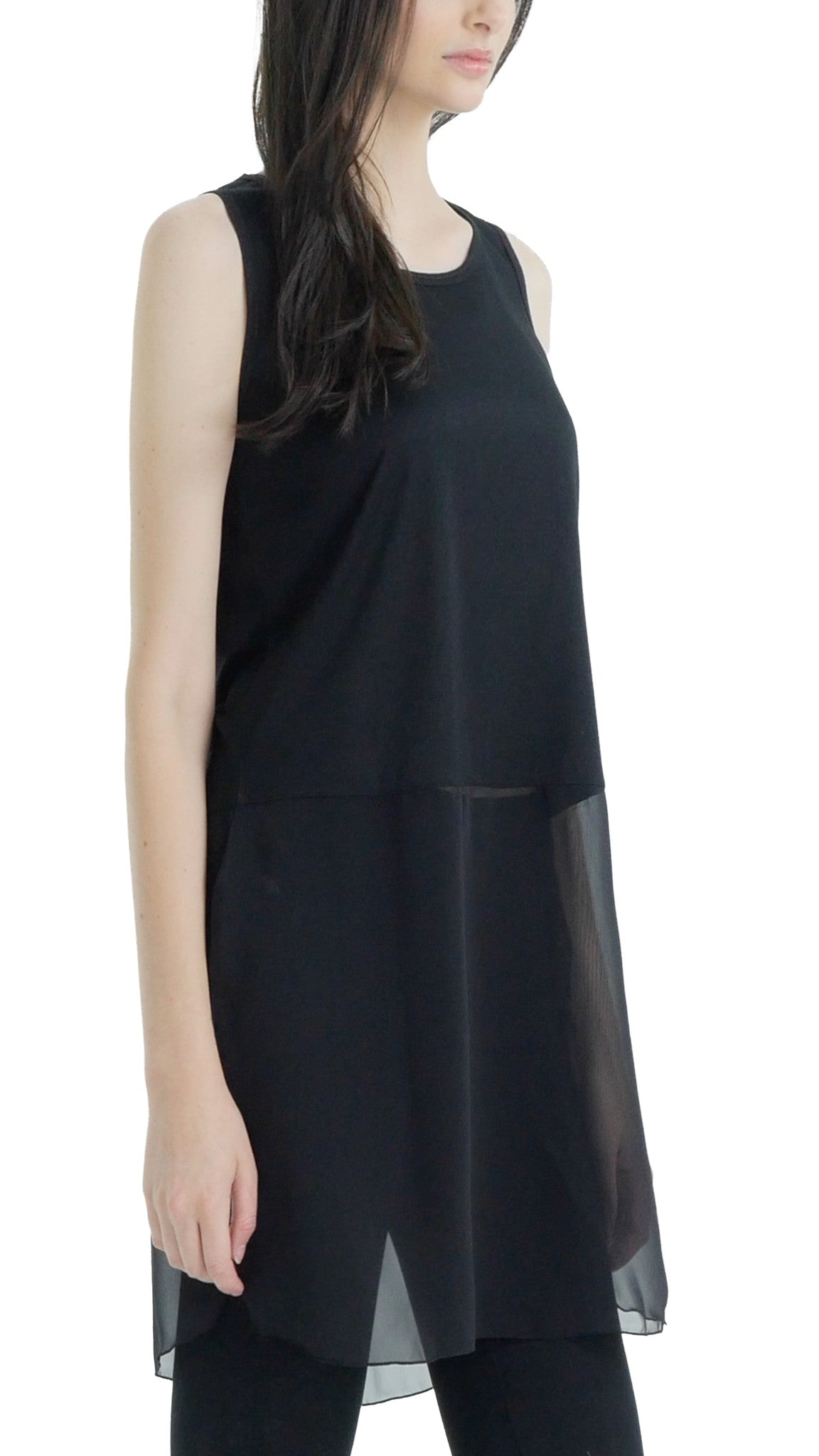 Women Crop Tank Top Extender with sheer bottom slit - Shop Lev