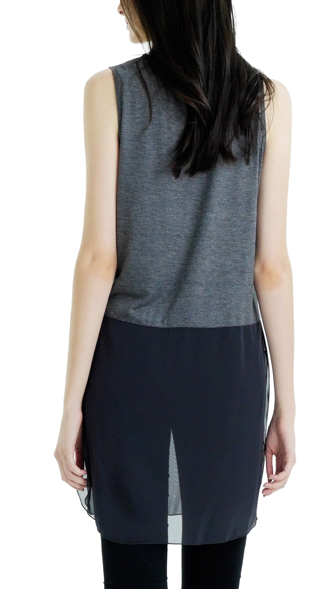 Women Crop Tank Top Extender with sheer bottom slit - Shop Lev