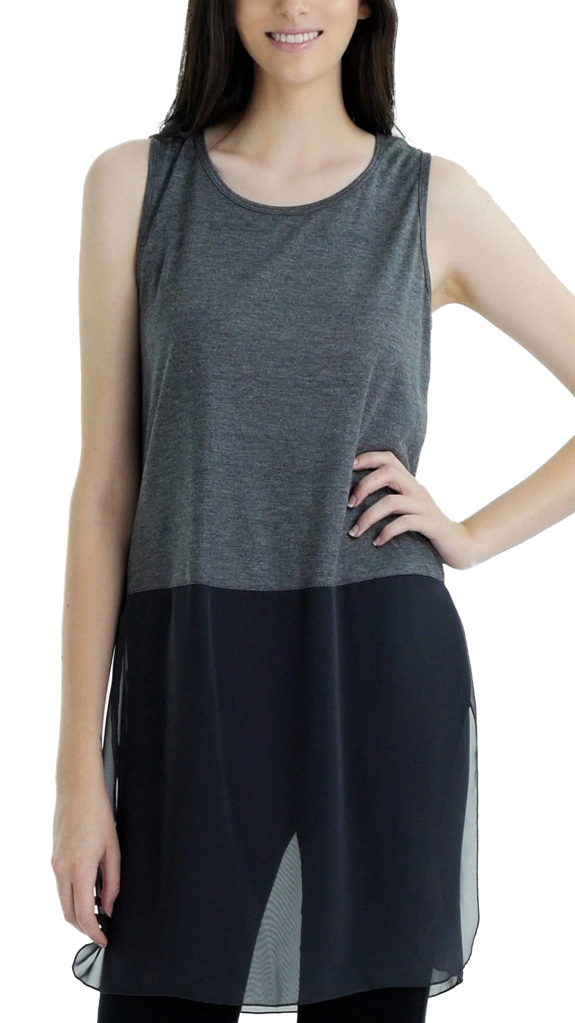 Women Crop Tank Top Extender with sheer bottom slit - Shop Lev