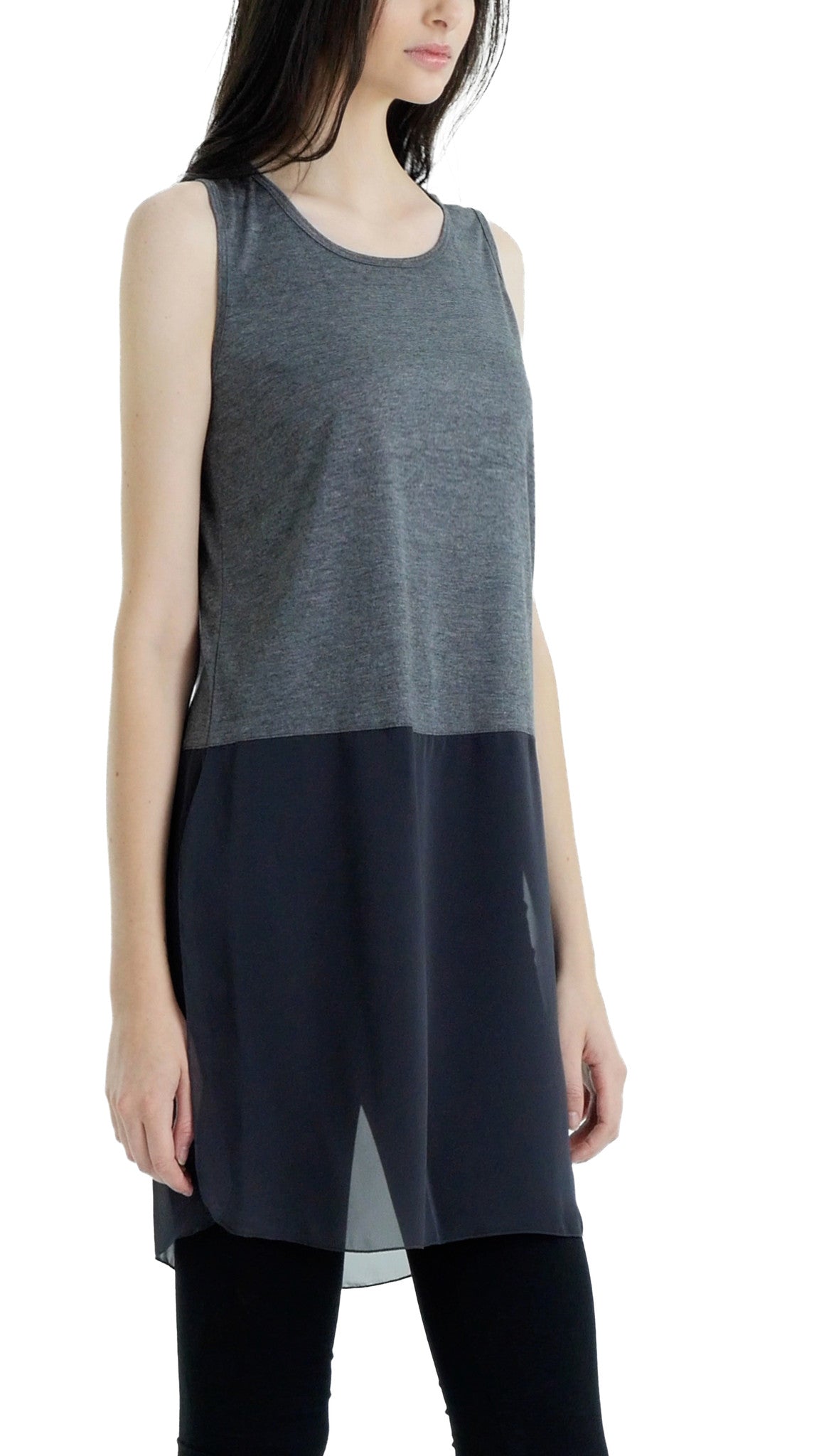 Women Crop Tank Top Extender with sheer bottom slit - Shop Lev