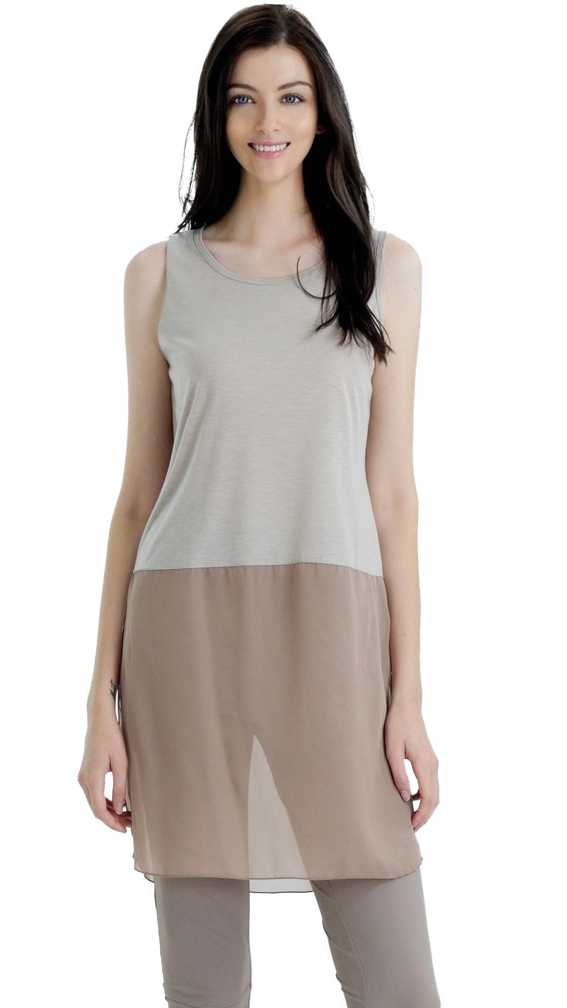 Women Crop Tank Top Extender with sheer bottom slit - Shop Lev