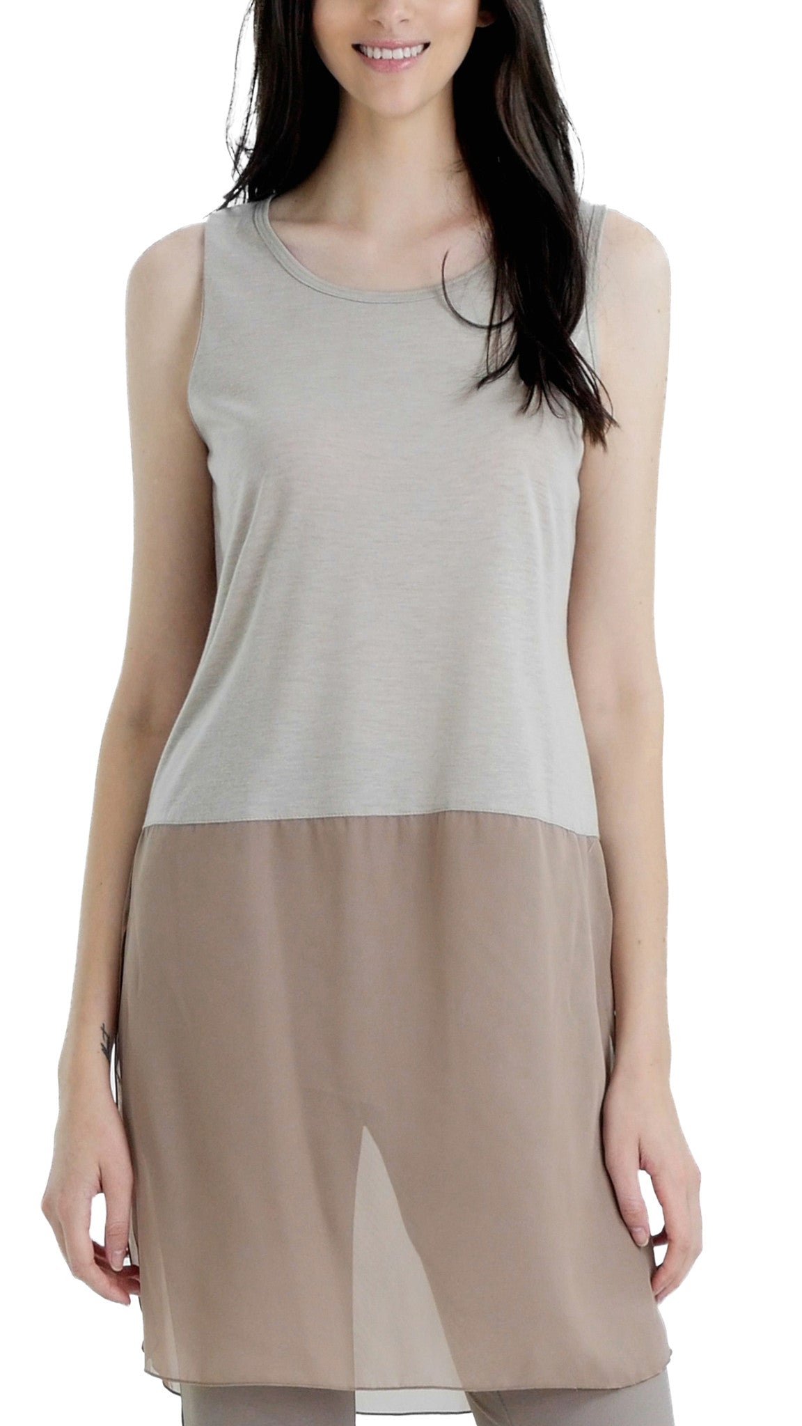 Women Crop Tank Top Extender with sheer bottom slit - Shop Lev
