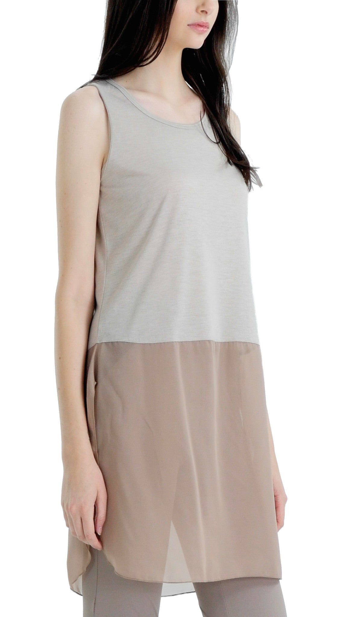 Women Crop Tank Top Extender with sheer bottom slit - Shop Lev