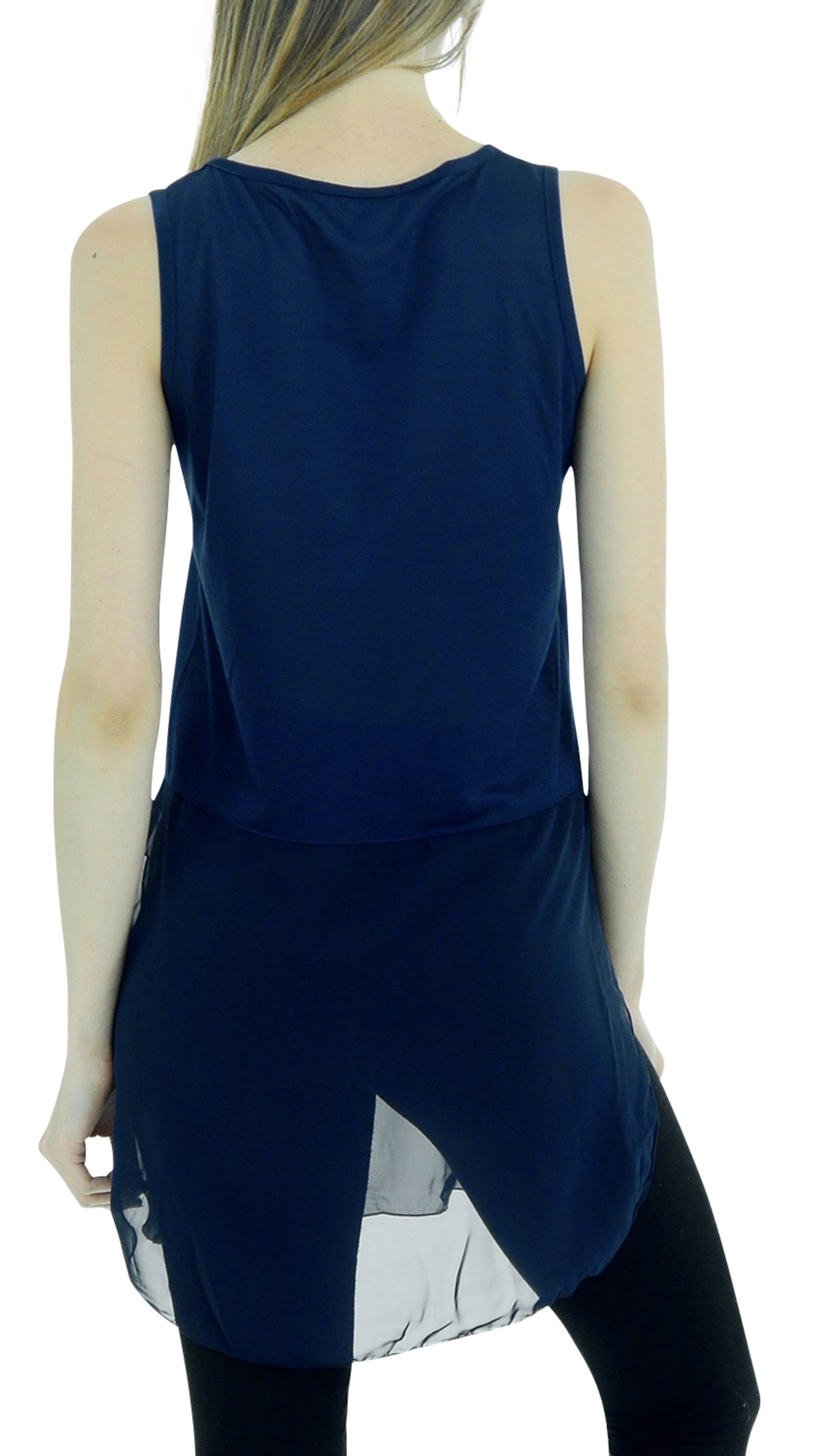 Women Crop Tank Top Extender with sheer bottom slit - Shop Lev