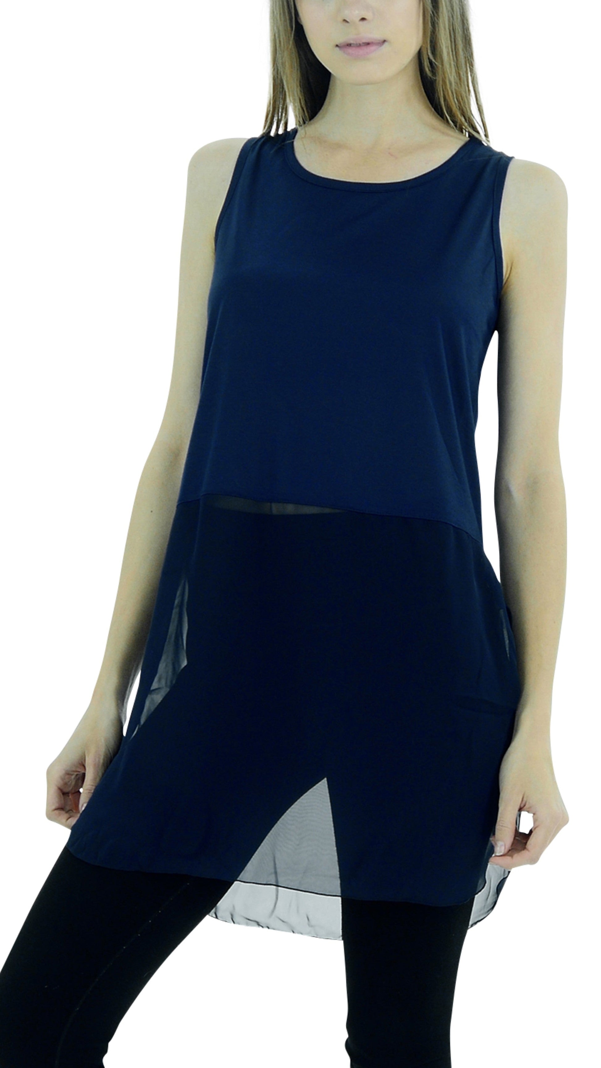 Women Crop Tank Top Extender with sheer bottom slit - Shop Lev