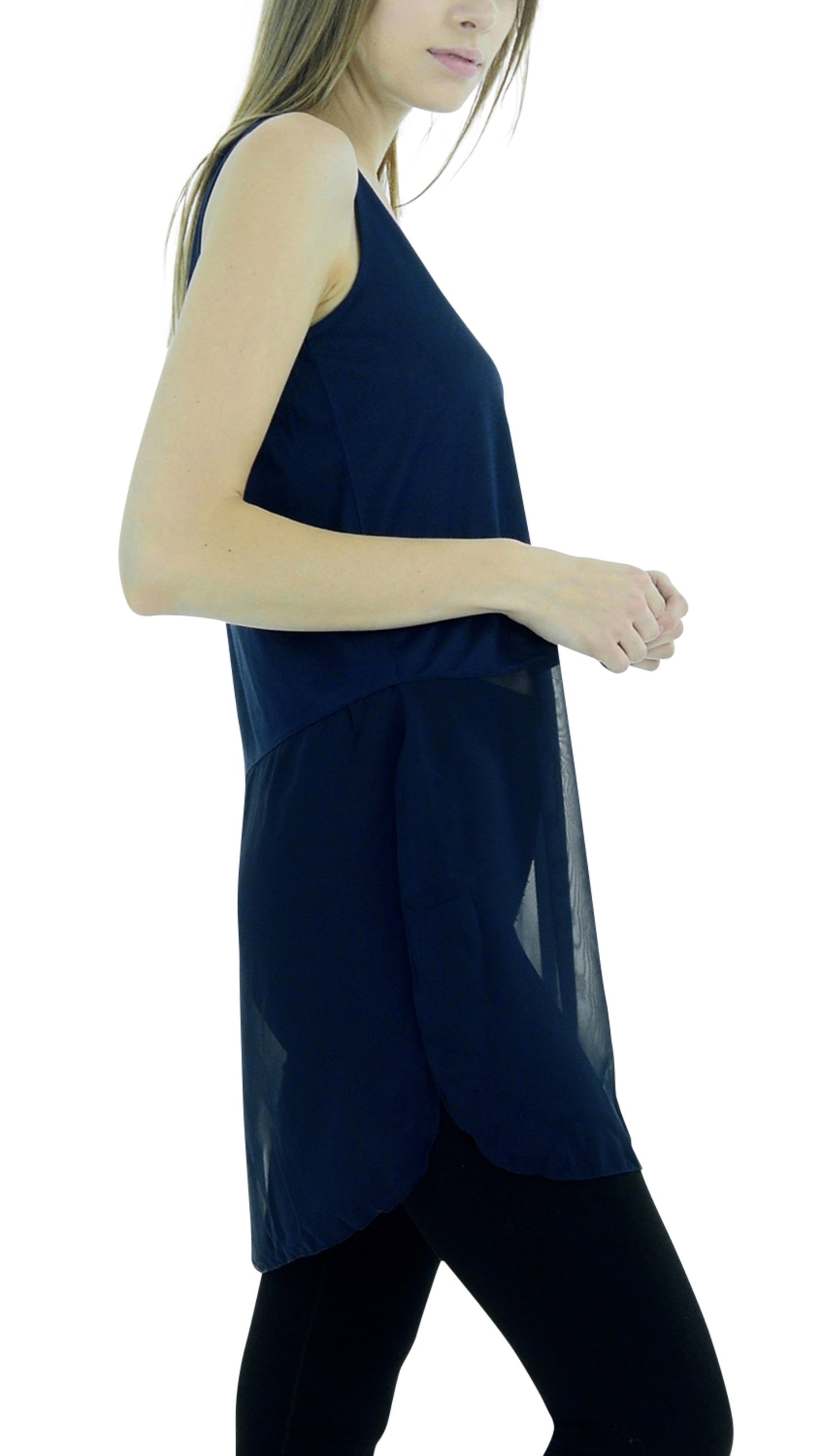 Women Crop Tank Top Extender with sheer bottom slit - Shop Lev